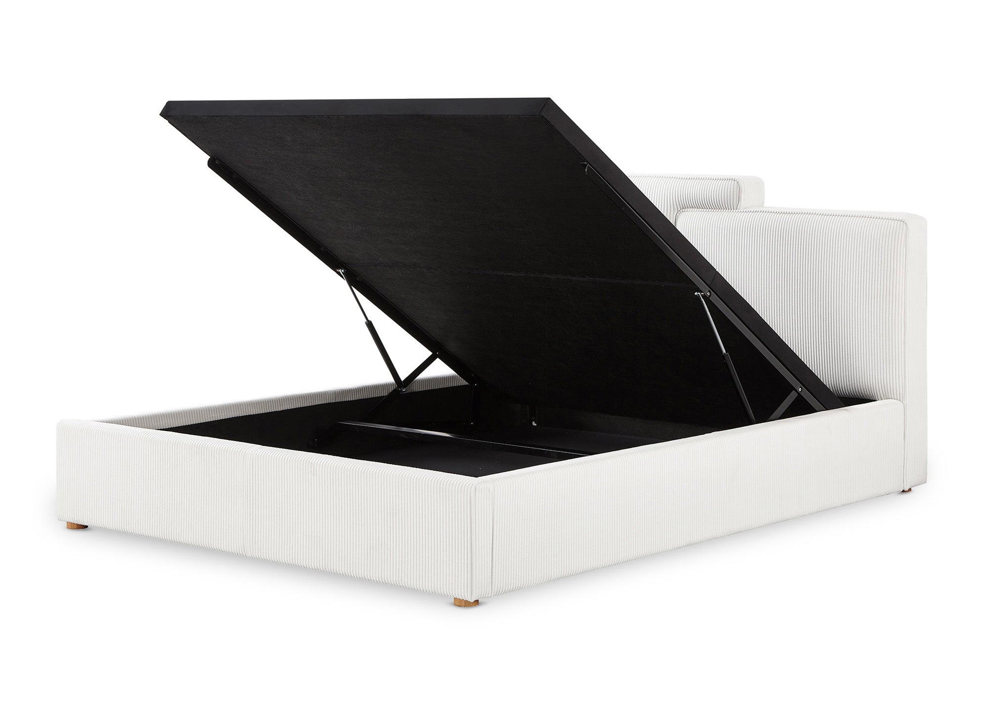 Lit coffre en velours côtelé écru 180x200 cm ZELIA