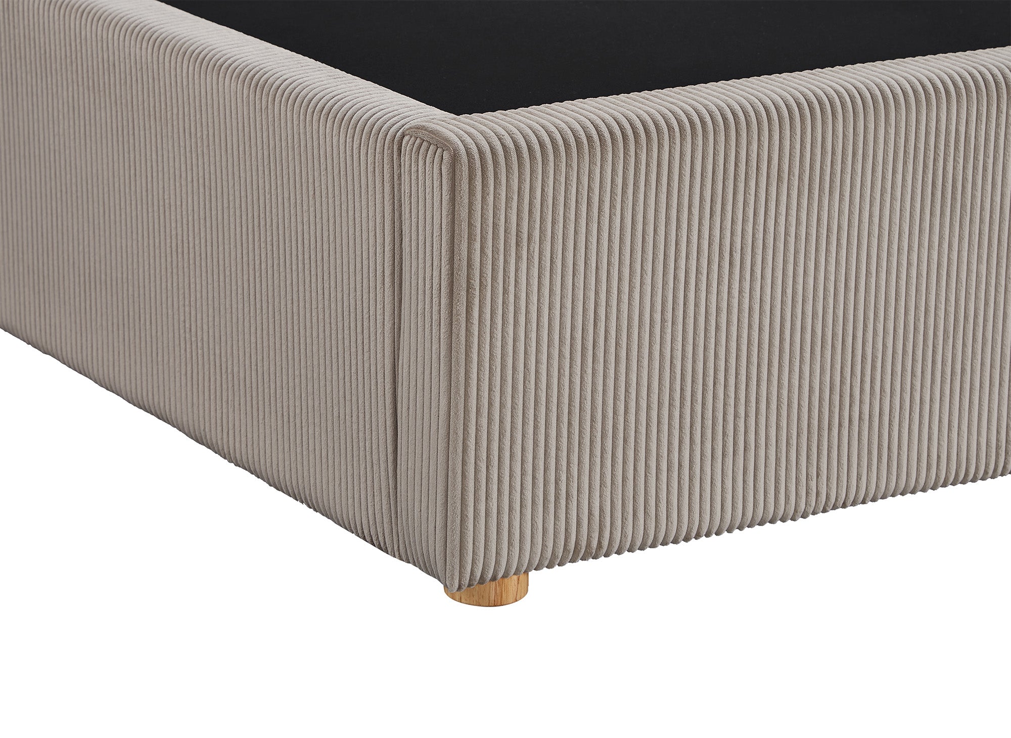 Lit coffre en velours côtelé taupe 160x200 cm ZELIA