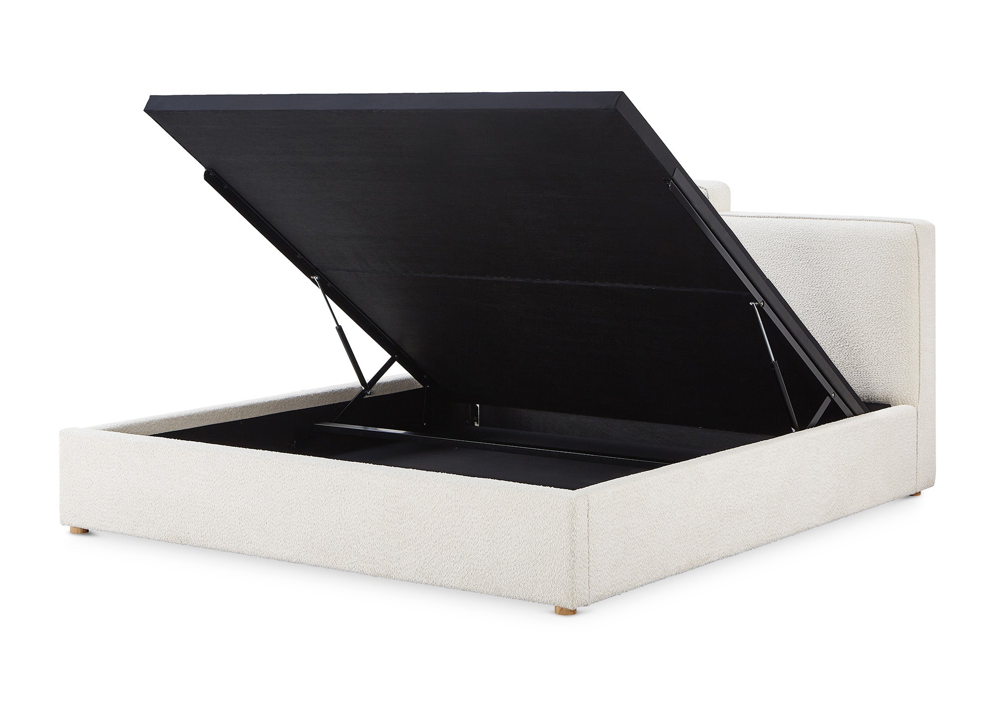 Lit coffre en tissu bouclette beige 180x200 cm ZELIA