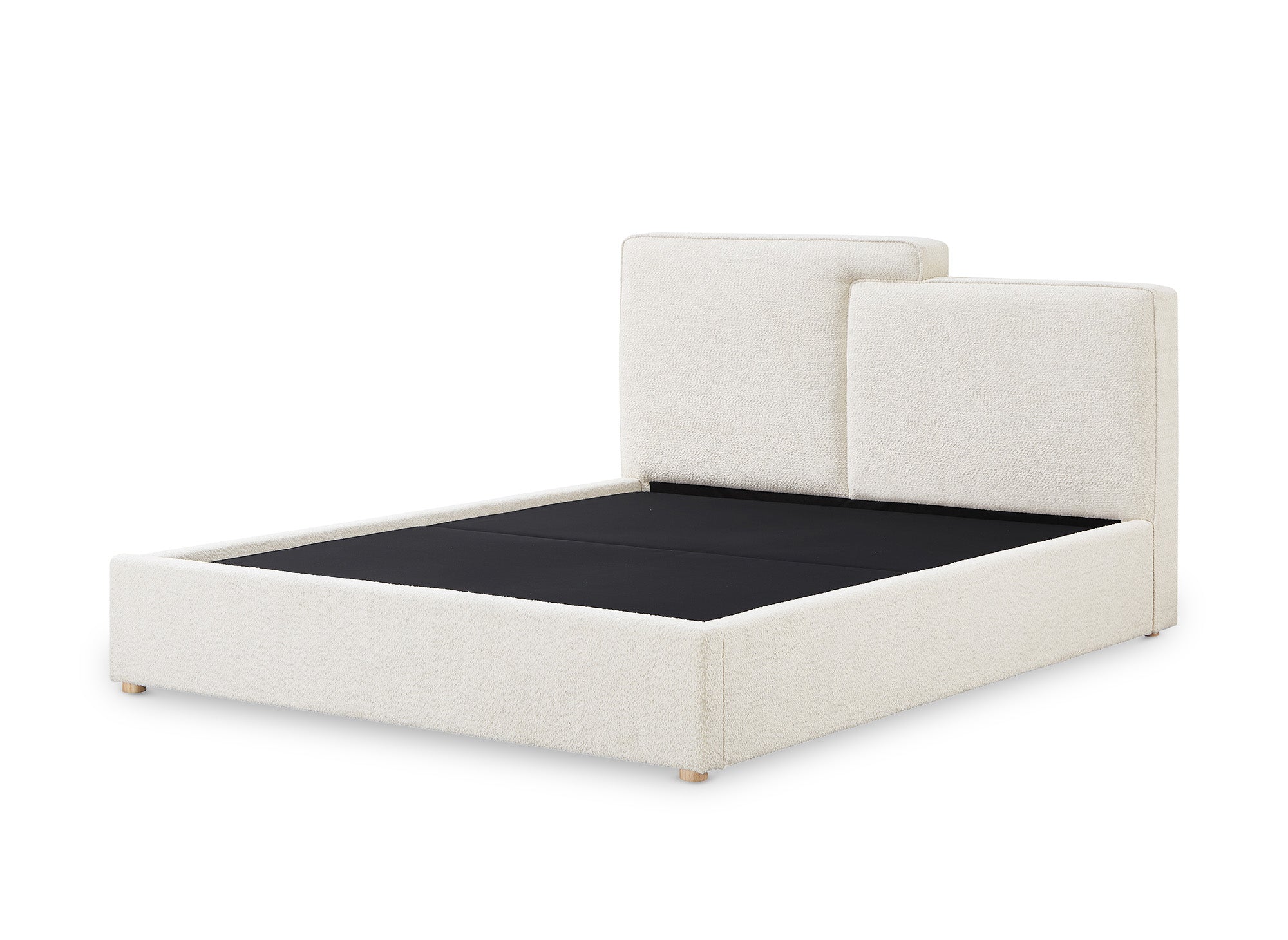 Lit coffre en tissu bouclette beige 160x200 cm ZELIA