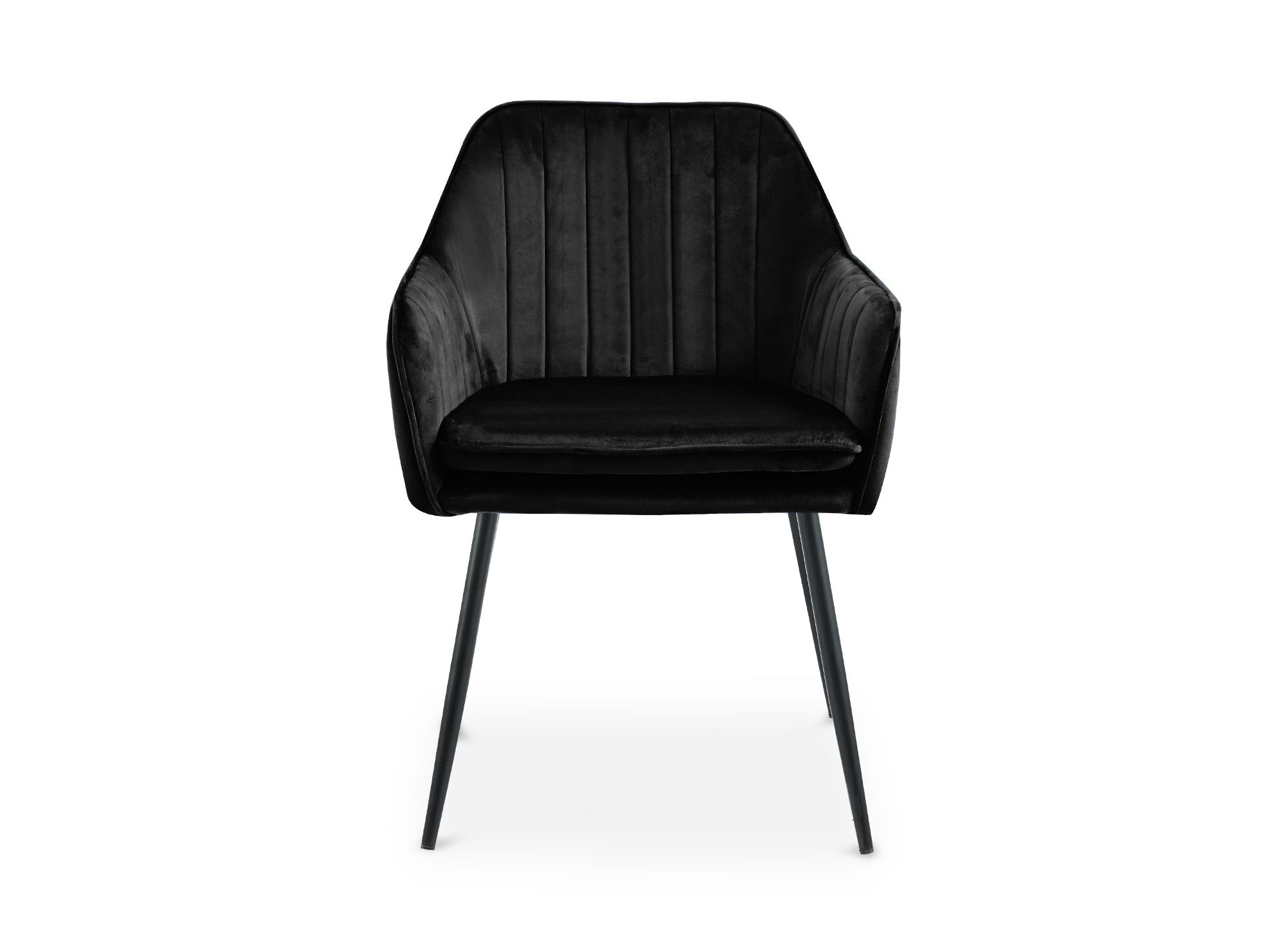 Lot de 2 chaises avec accoudoirs en velours noir pieds noirs EDWIGE