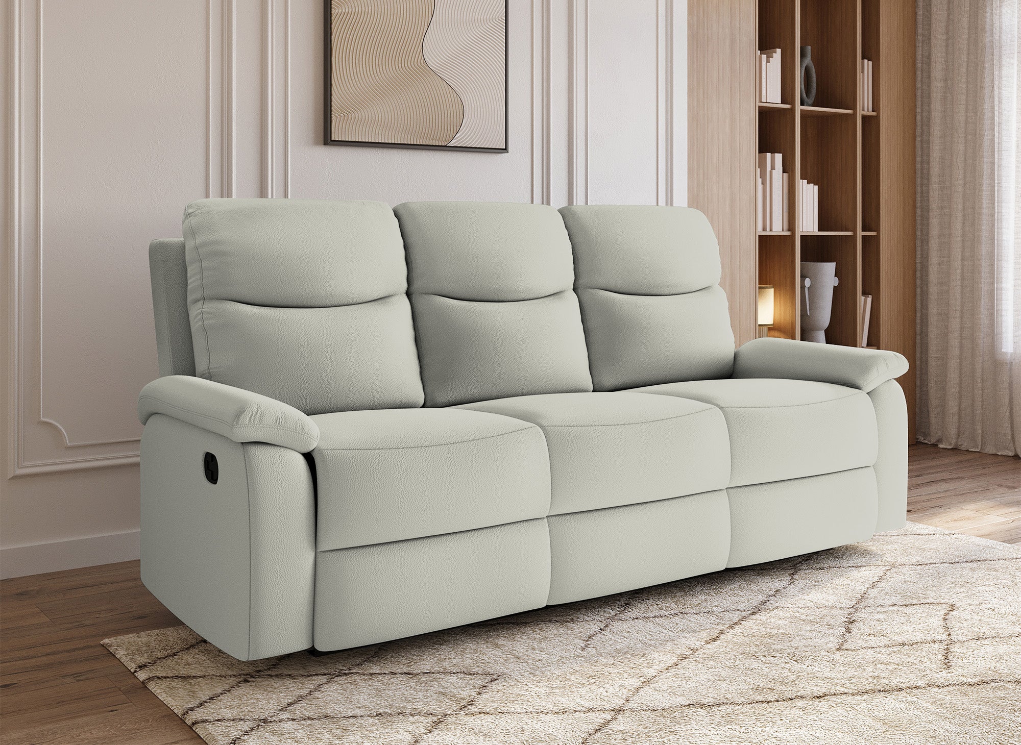 Canapé relax effet simili cuir gris clair 3 places JACOB