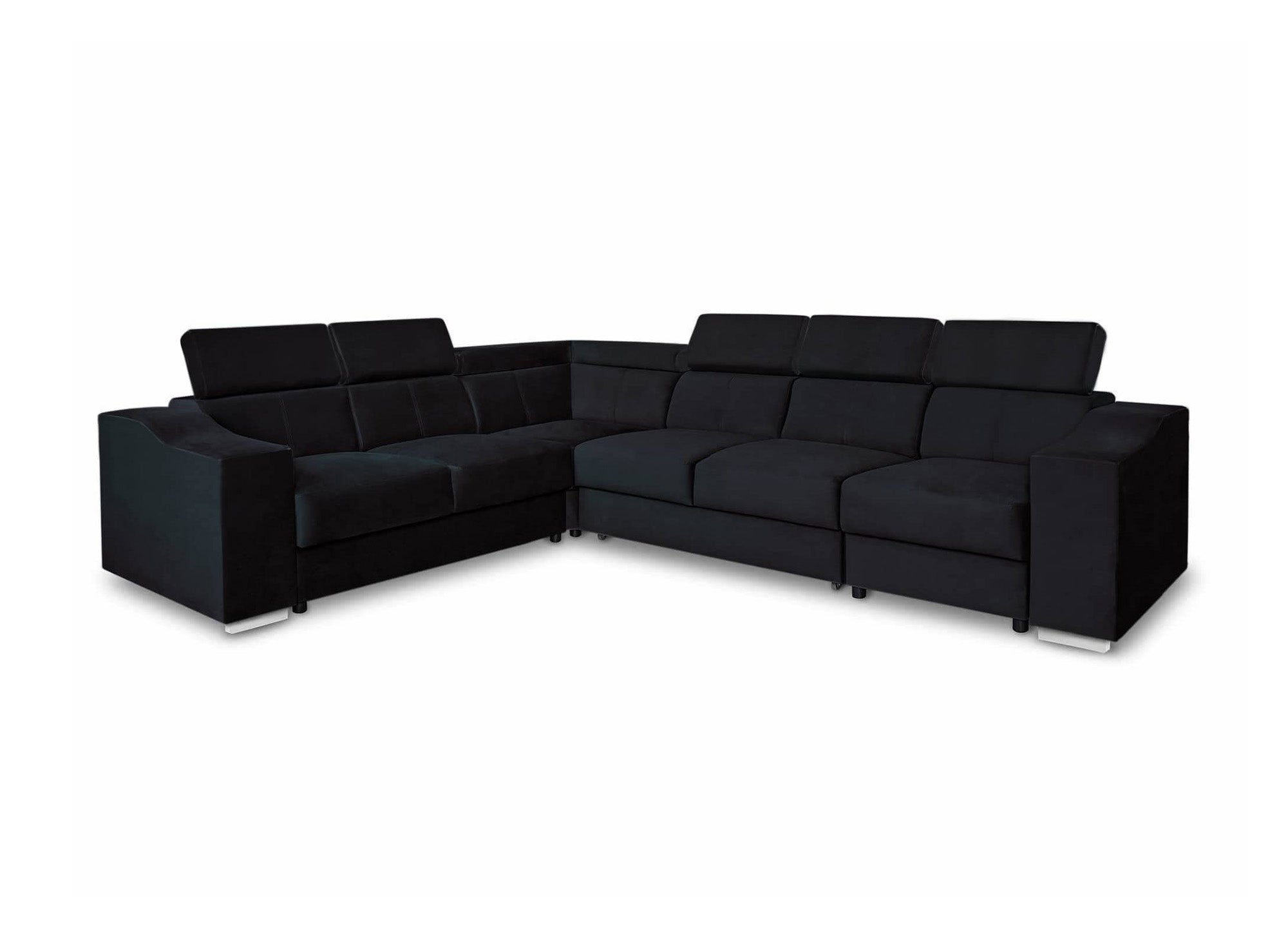 Canapé d'angle convertible réversible en velours noir LEONIE