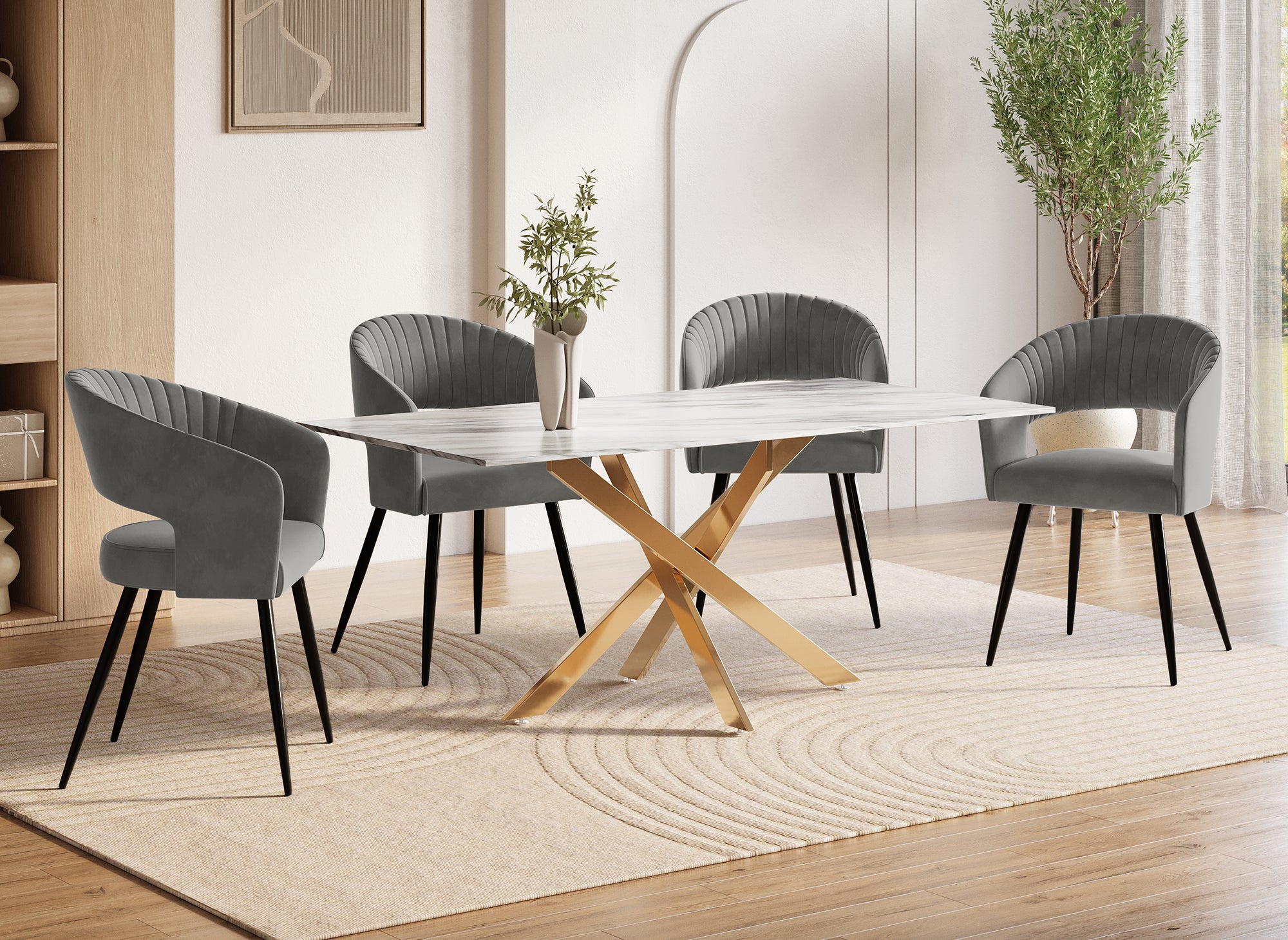 Lot de 2 chaises design en velours gris GLORIA