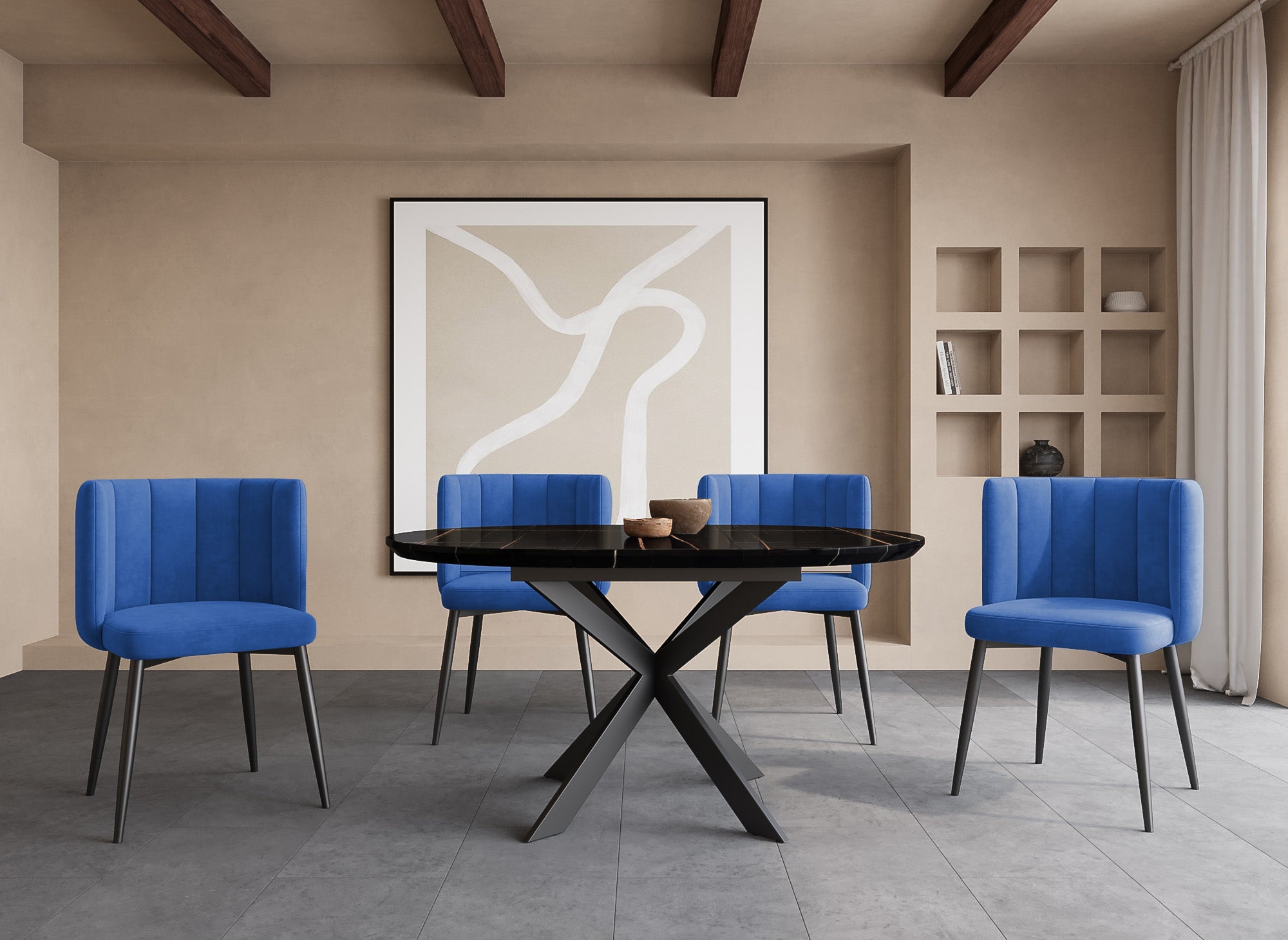 Lot de 2 chaises design en velours bleu DEBBY