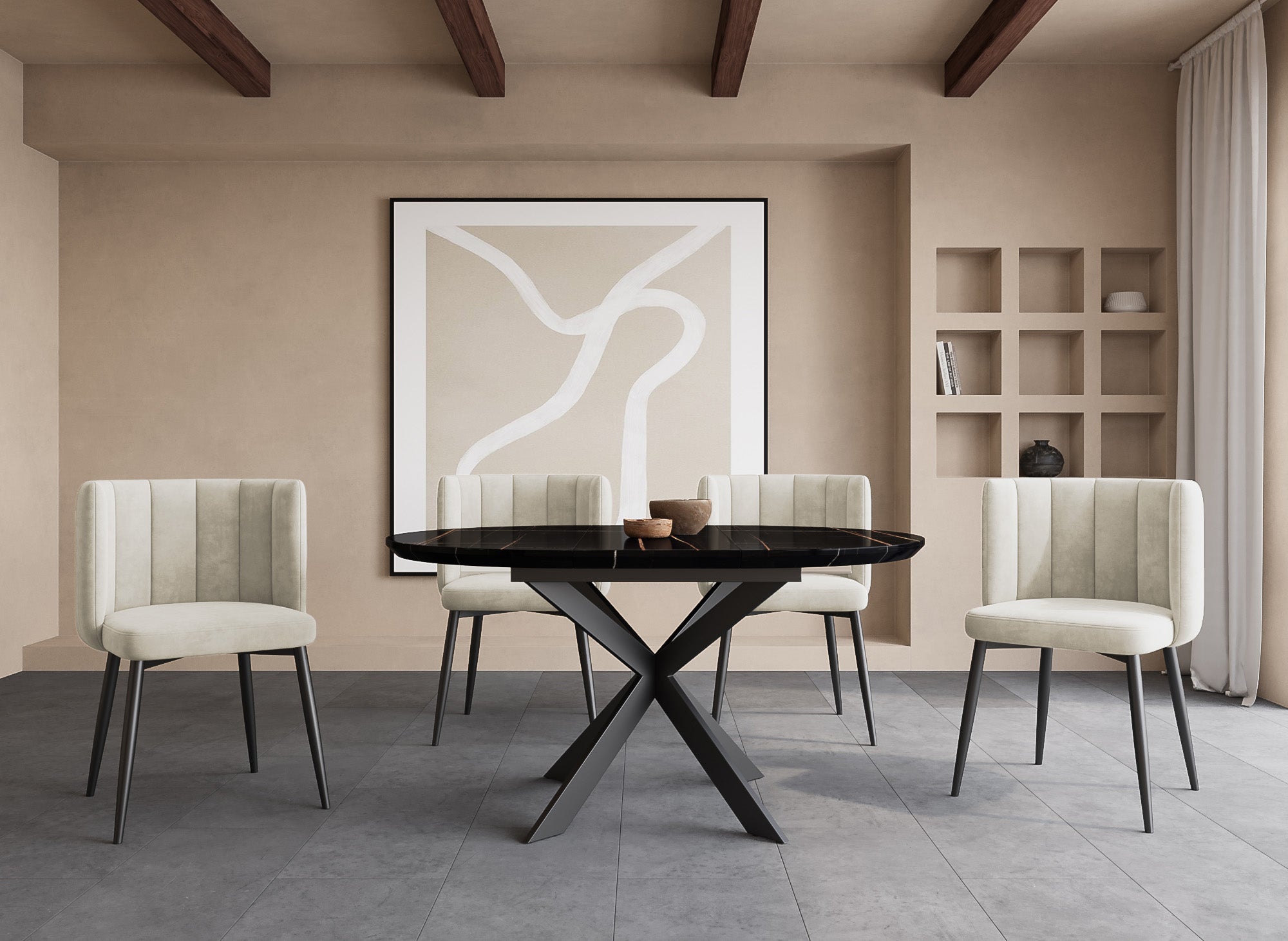 Lot de 2 chaises design en velours beige DEBBY