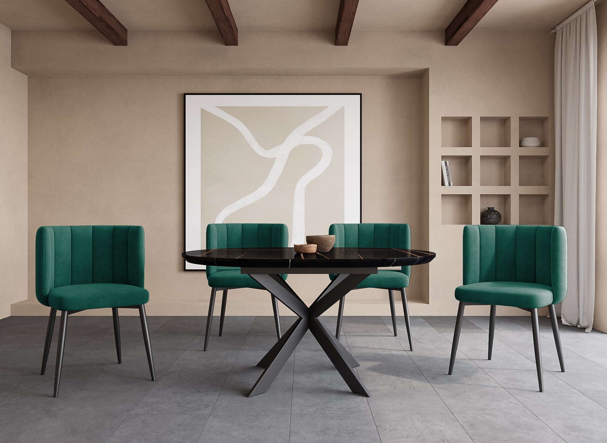 Lot de 2 chaises design en velours vert DEBBY