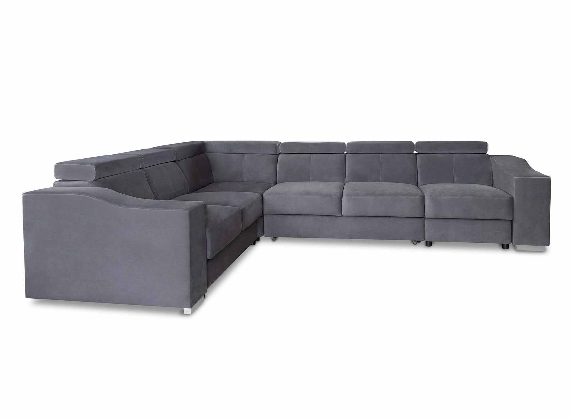 Canapé d'angle convertible réversible en velours gris LEONIE