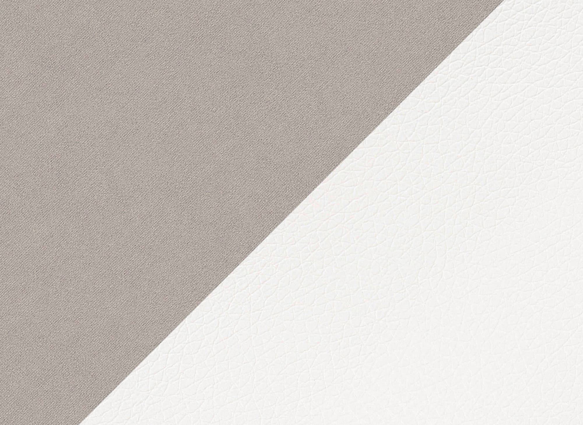 Canapé d'angle convertible réversible en velours beige et simili cuir blanc LEONIE