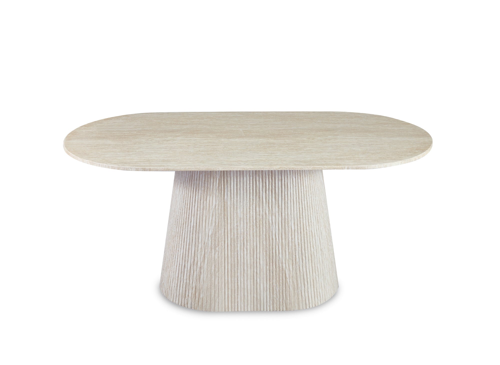 Table à manger ovale en marbre composite beige 6 personnes TIANA