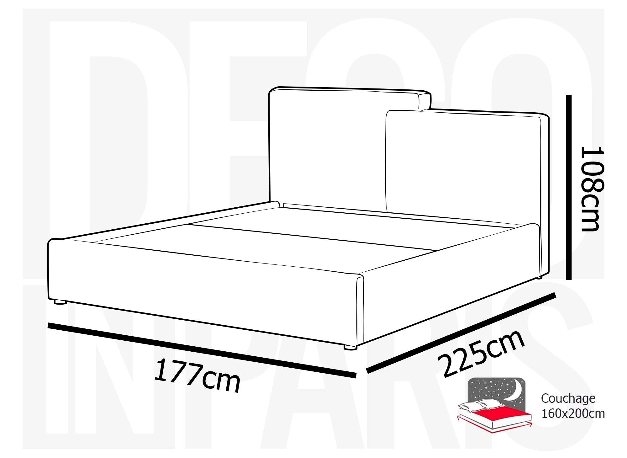 Lit coffre en tissu bouclette beige 160x200 cm ZELIA