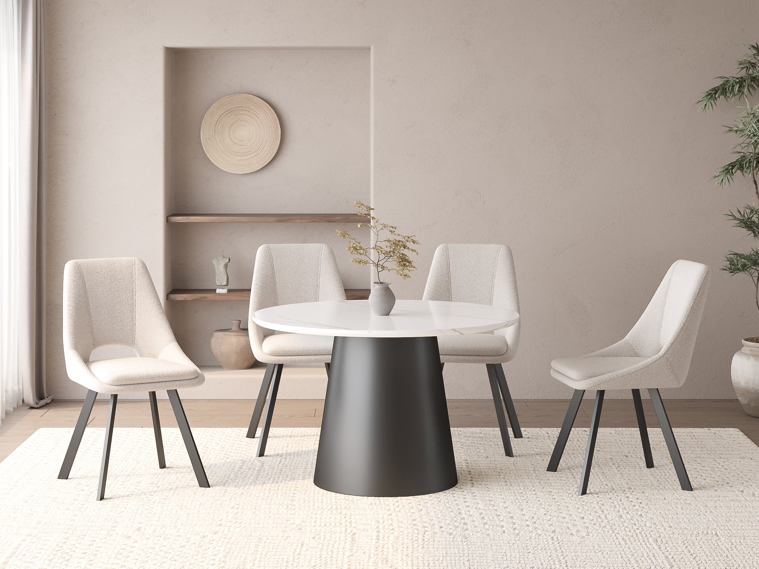Lot de 4 chaises effet peau de mouton beige NARCISSE
