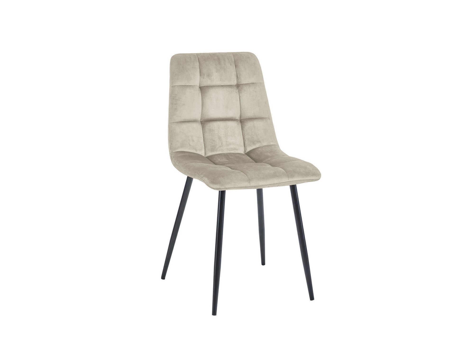 Lot de 4 chaises en velours beige capitonné JEREMI