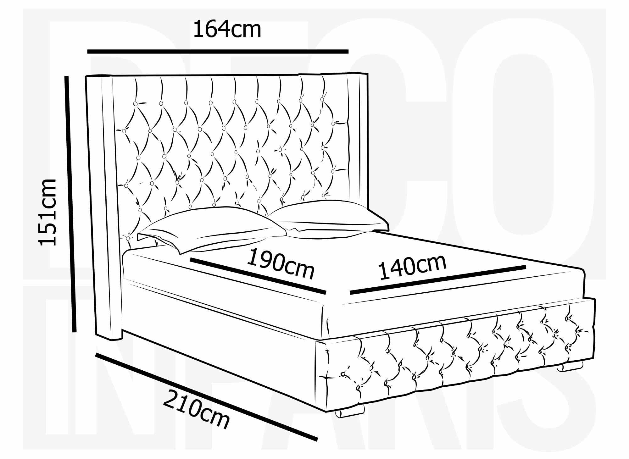 Lit coffre en velours beige 140x190 cm MAXI