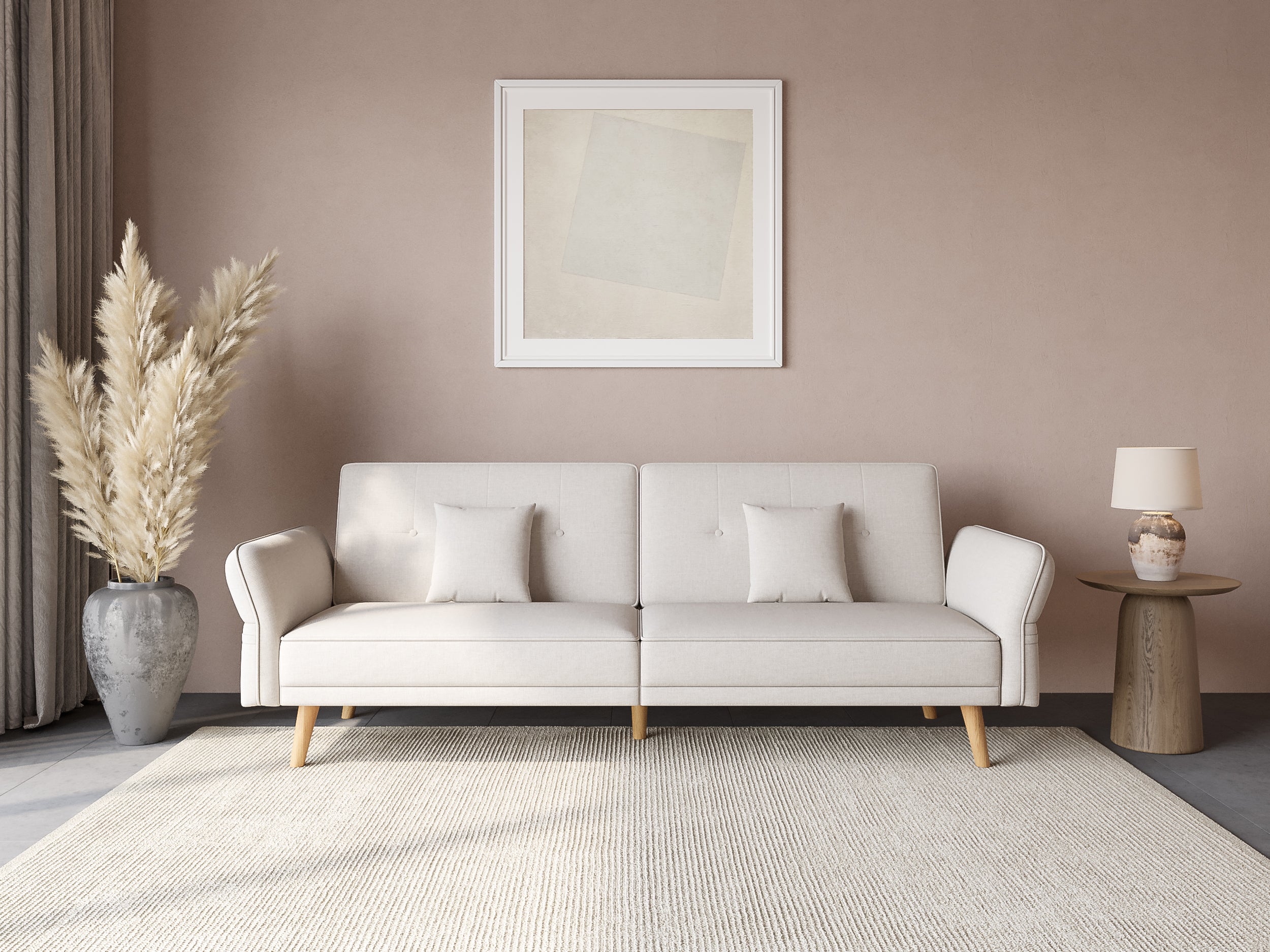 Canapé clic clac 3 places en tissu beige CHILI