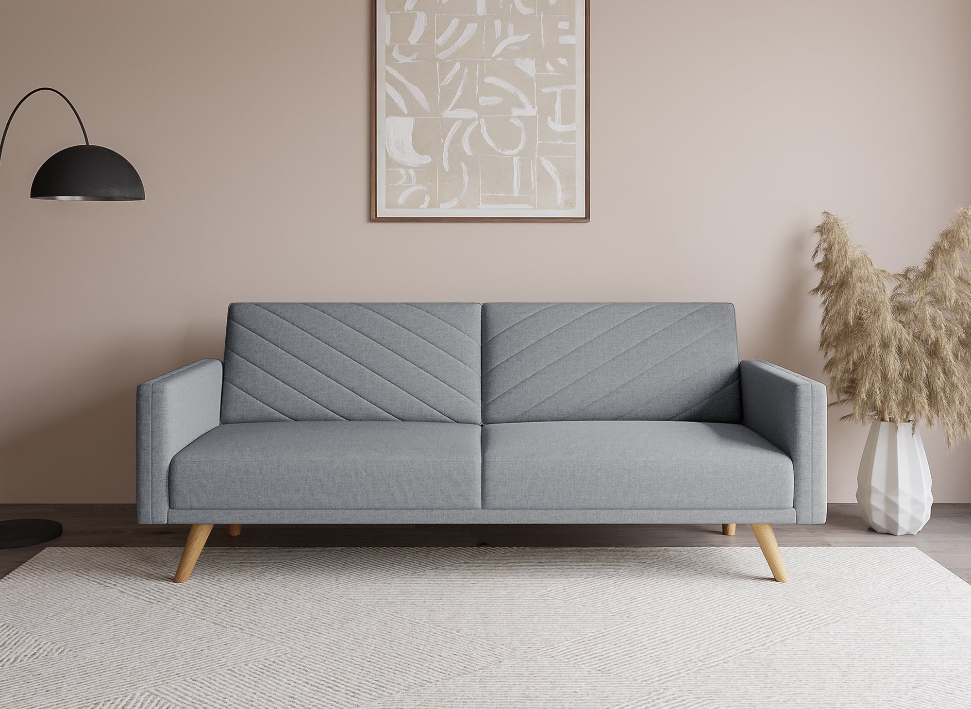 Canapé 3 places convertible scandinave en tissu gris BALDER