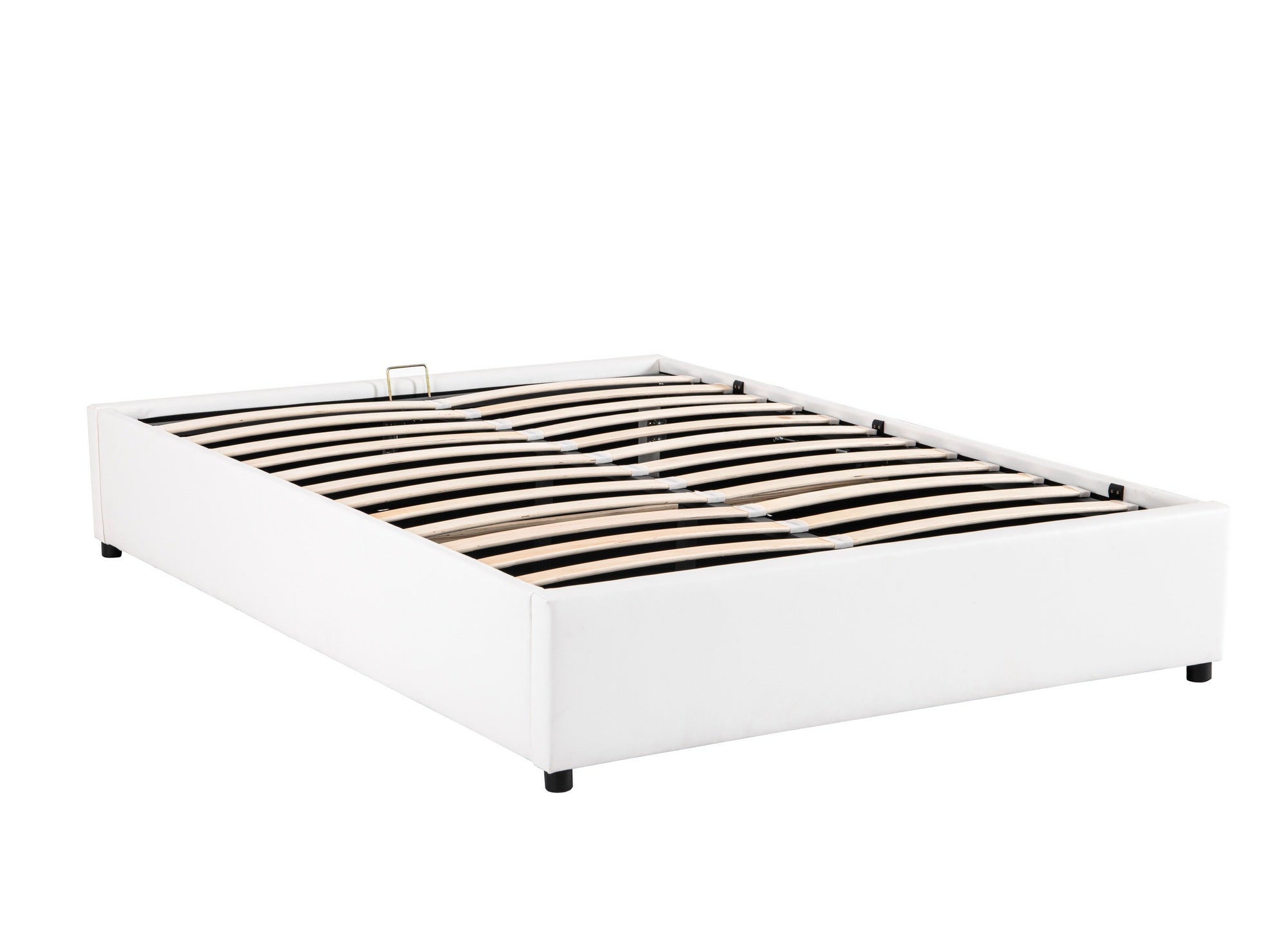 Lit sommier relevable avec coffre en simili cuir blanc 160x200 cm LIZBAN
