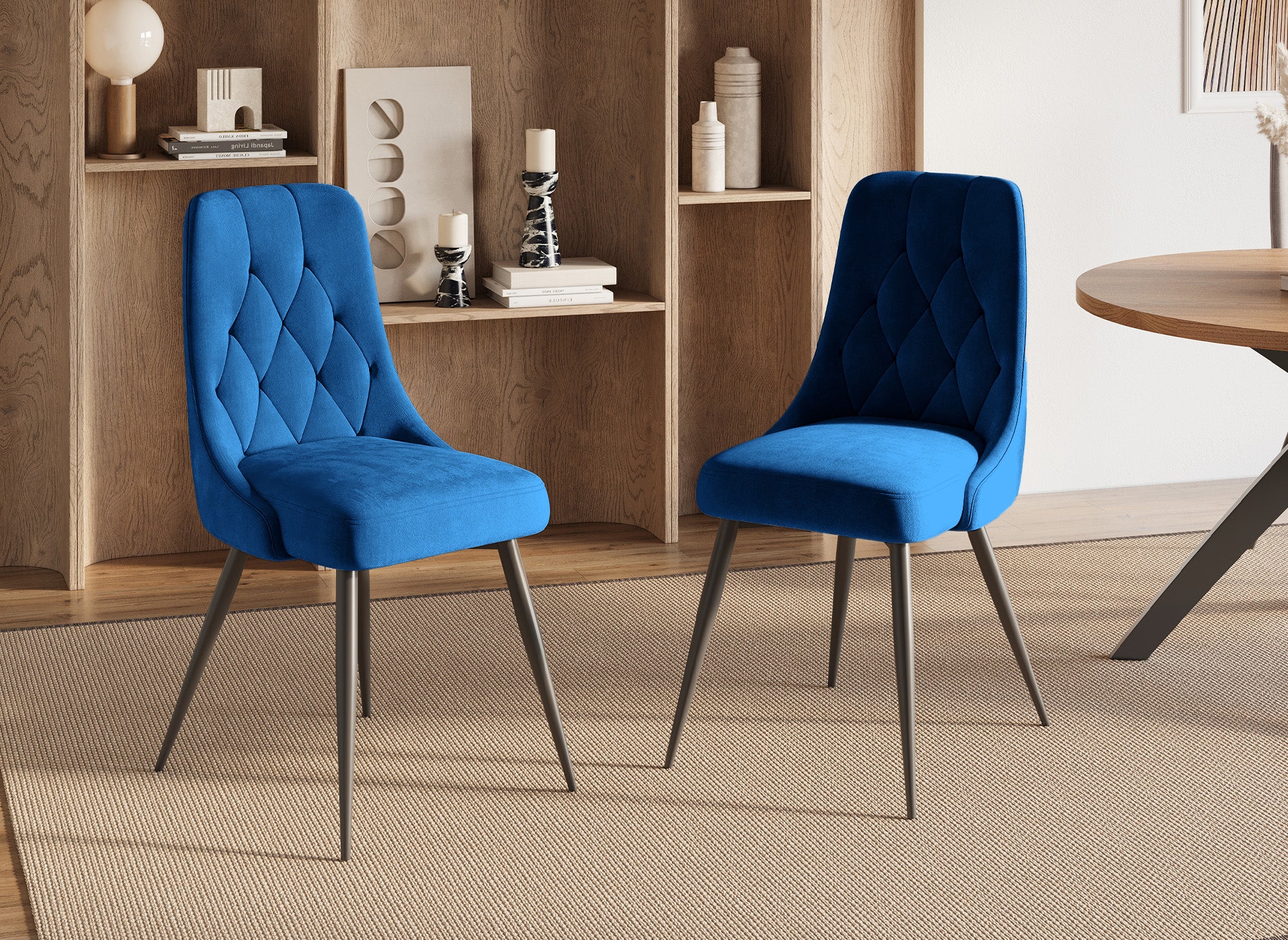 Lot de 4 chaises design en velours bleu OLVEA