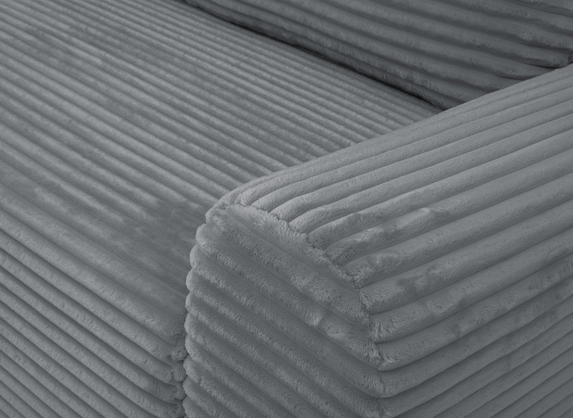 Canapé d'angle gauche convertible avec coffre en velours côtelé épais gris foncé BALI - Angle gauche