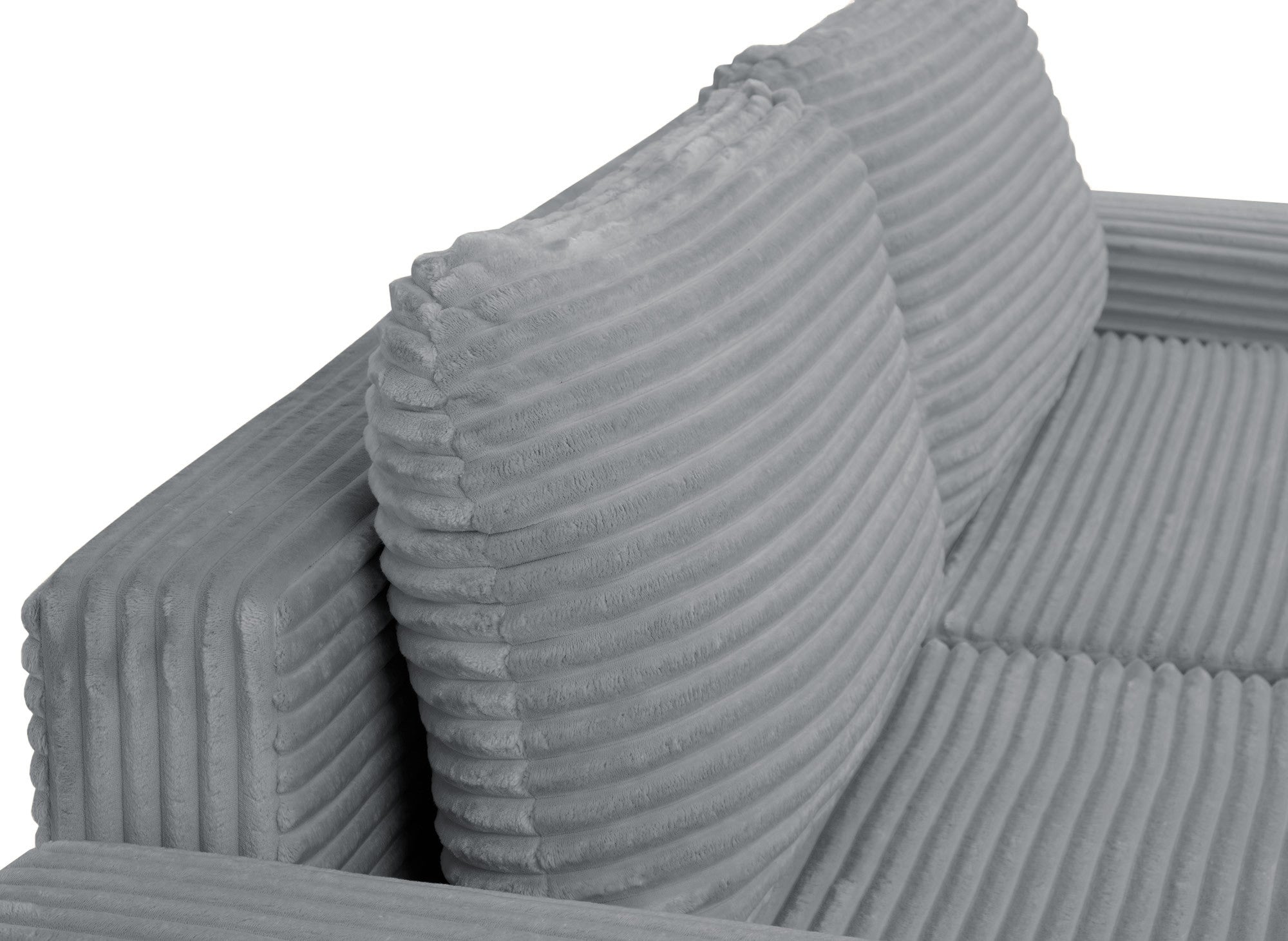 Canapé d'angle gauche convertible avec coffre en velours côtelé épais gris foncé BALI - Angle gauche