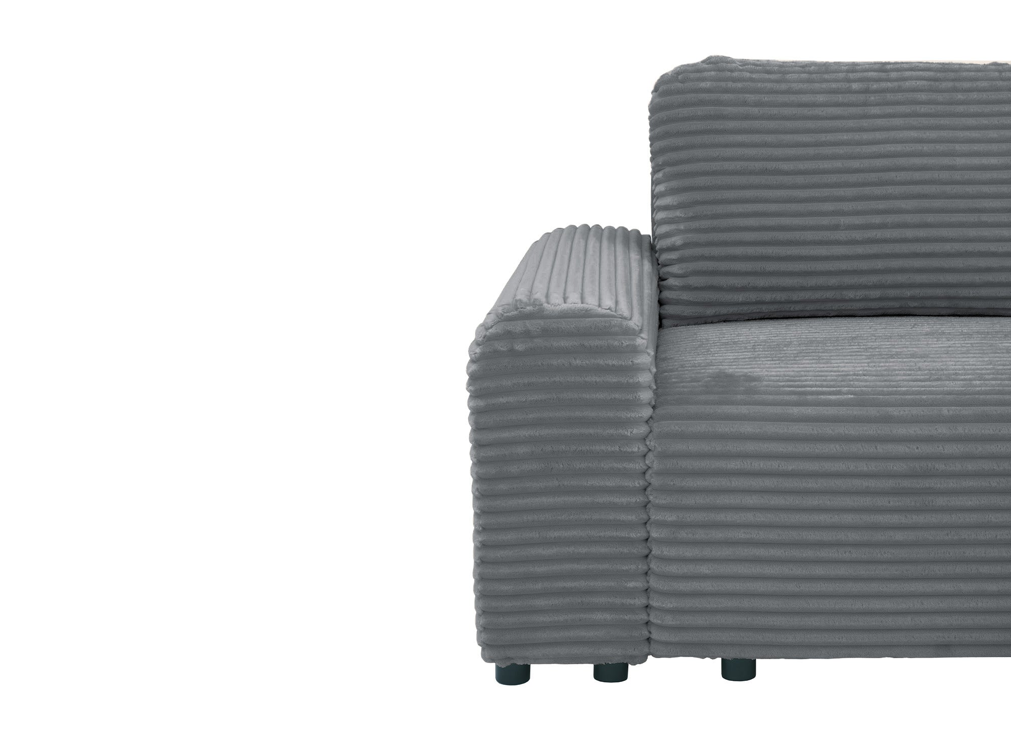 Canapé d'angle droit convertible avec coffre en velours côtelé épais gris foncé BALI - Angle droit