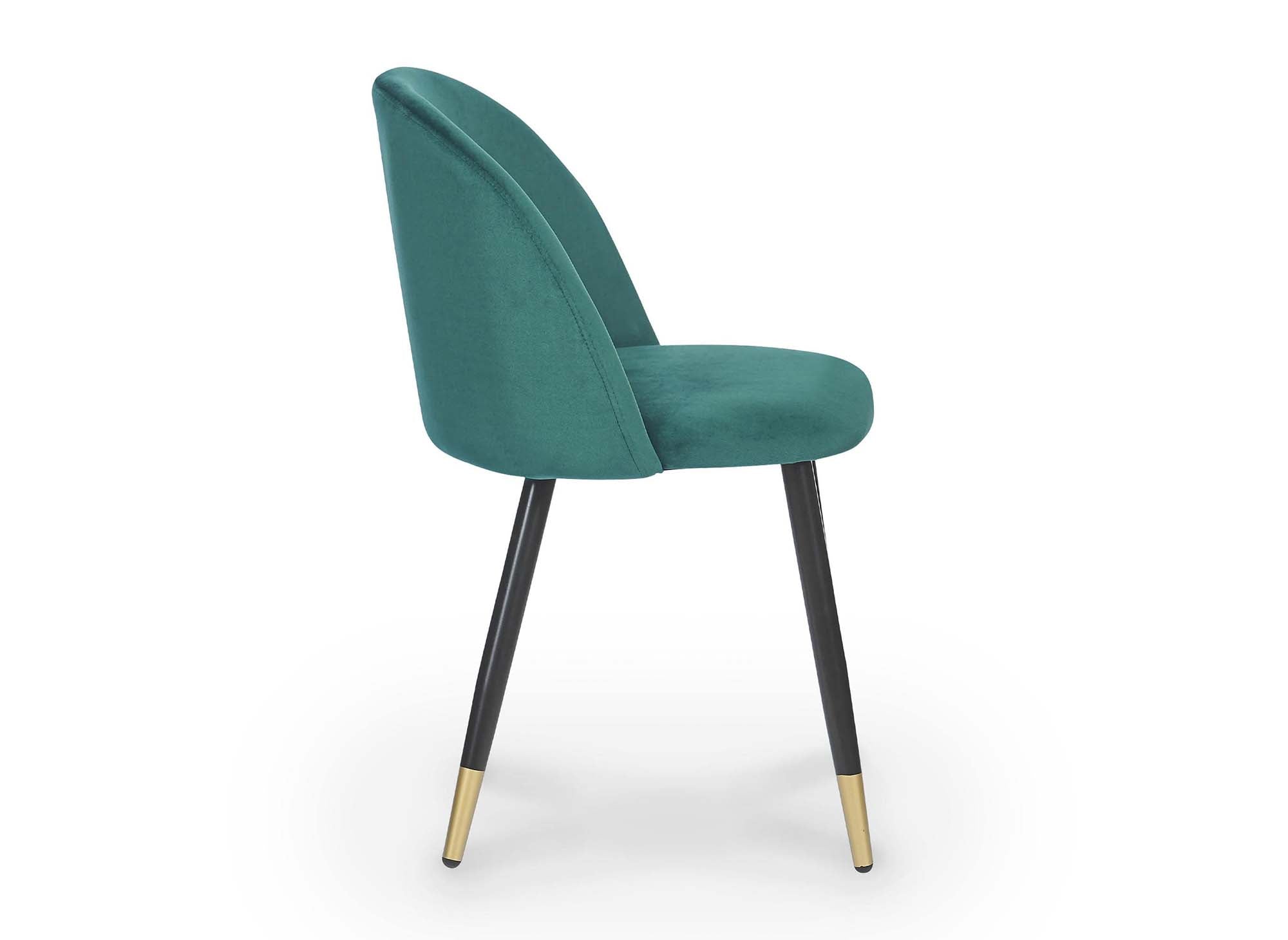 Lot de 4 chaises design en velours vert LYDIA
