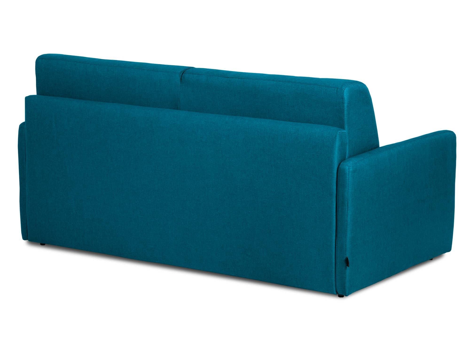 Canapé convertible 3 places LOUNA SLIM en tissu bleu pétrole ouverture express