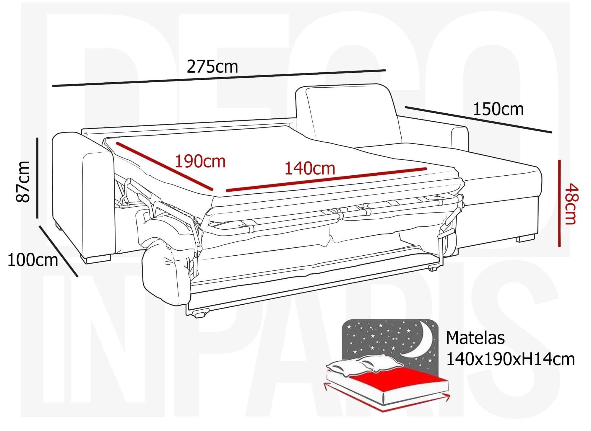 Canapé d'angle réversible convertible LOUNA en tissu gris avec coffre de rangement