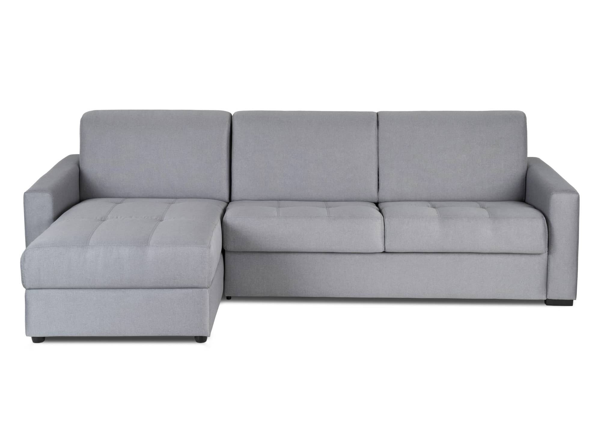 Canapé d'angle réversible convertible LOUNA en tissu gris avec coffre de rangement
