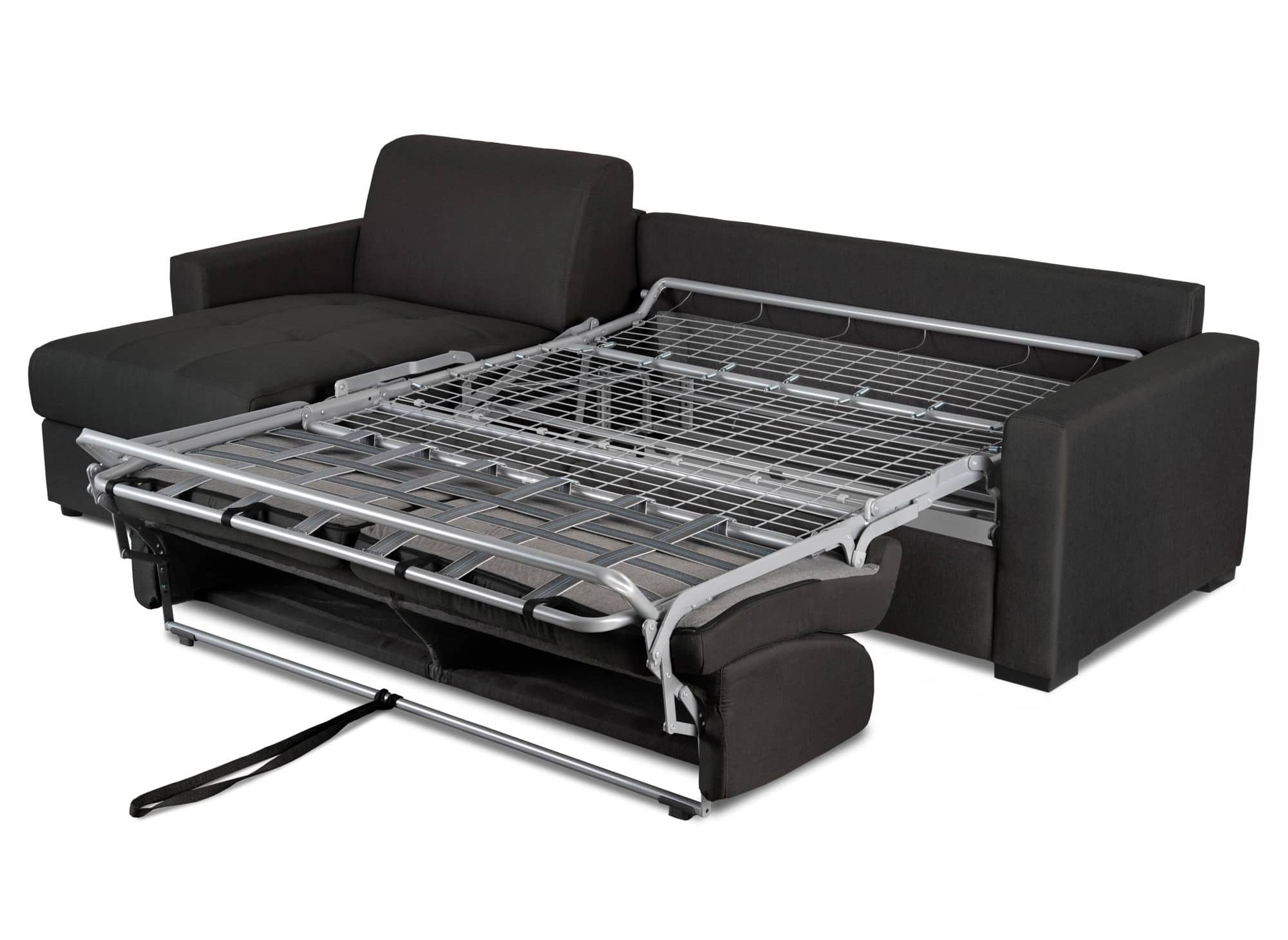 Canapé d'angle réversible convertible express en tissu gris carbon LOUNA
