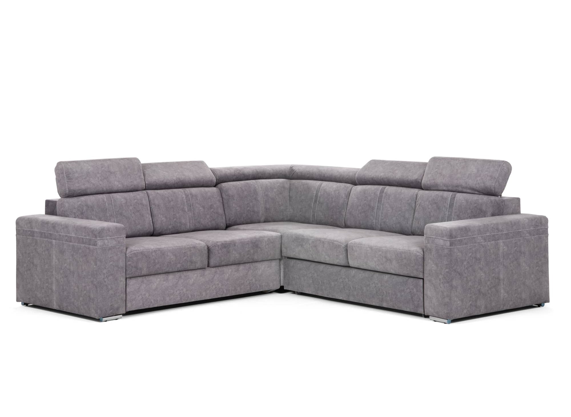 Canapé d'angle convertible et réversible en tissu gris clair MERYL