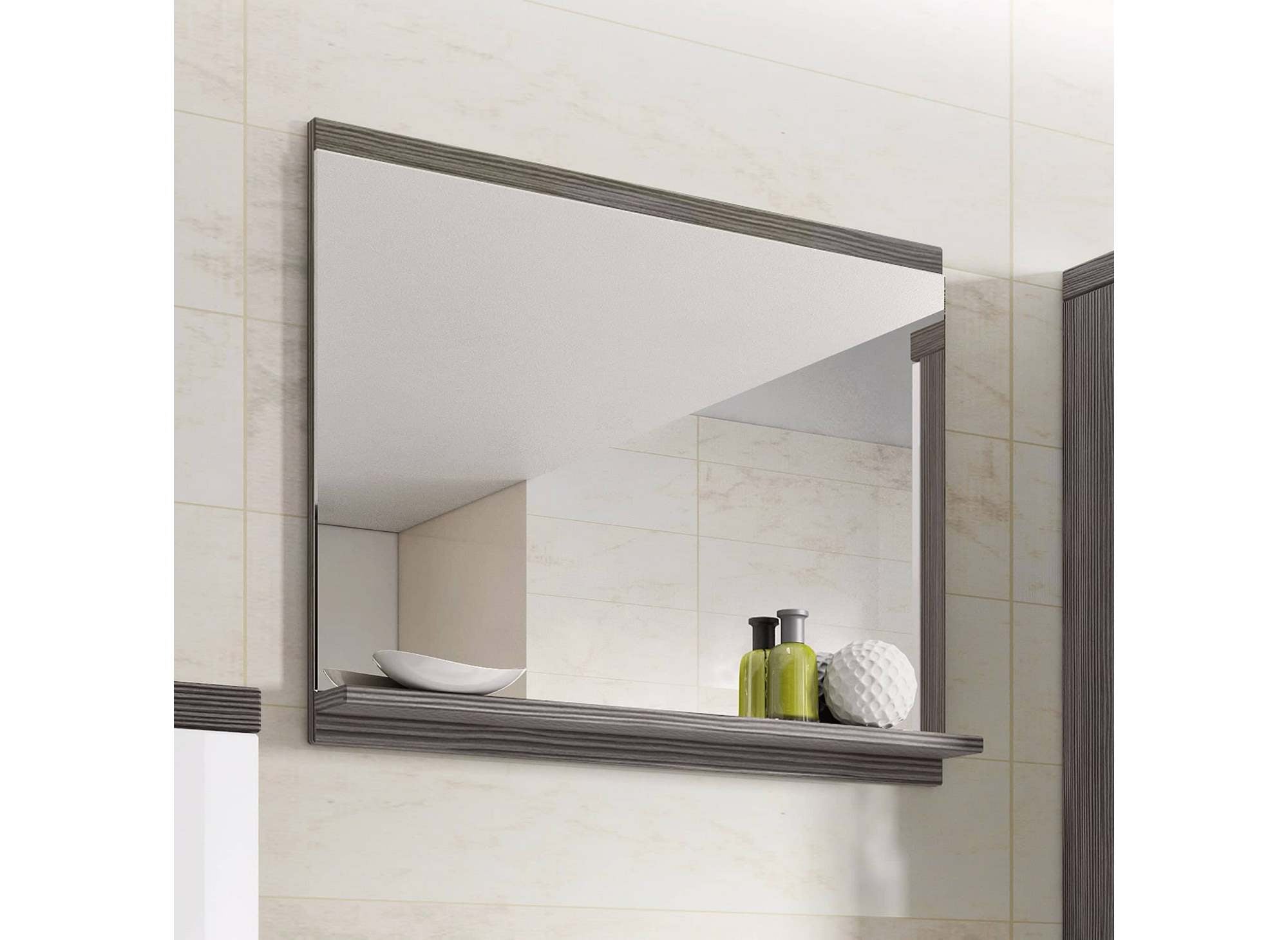 Ensemble meubles salle de bain suspendu - Gris foncé et blanc SHELBY