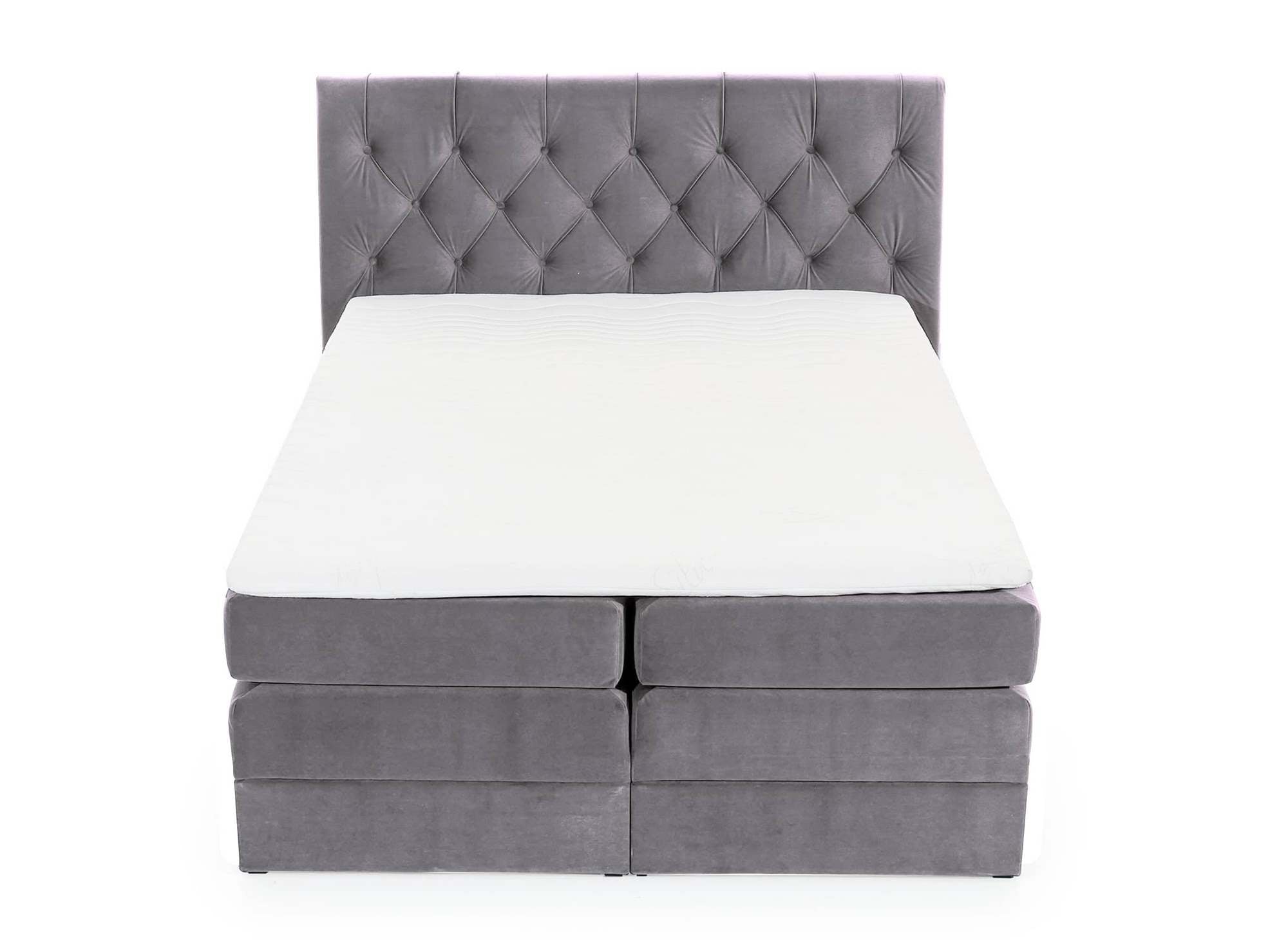 Lit boxspring 140x200 avec coffre de rangement en velours gris MIRANDA
