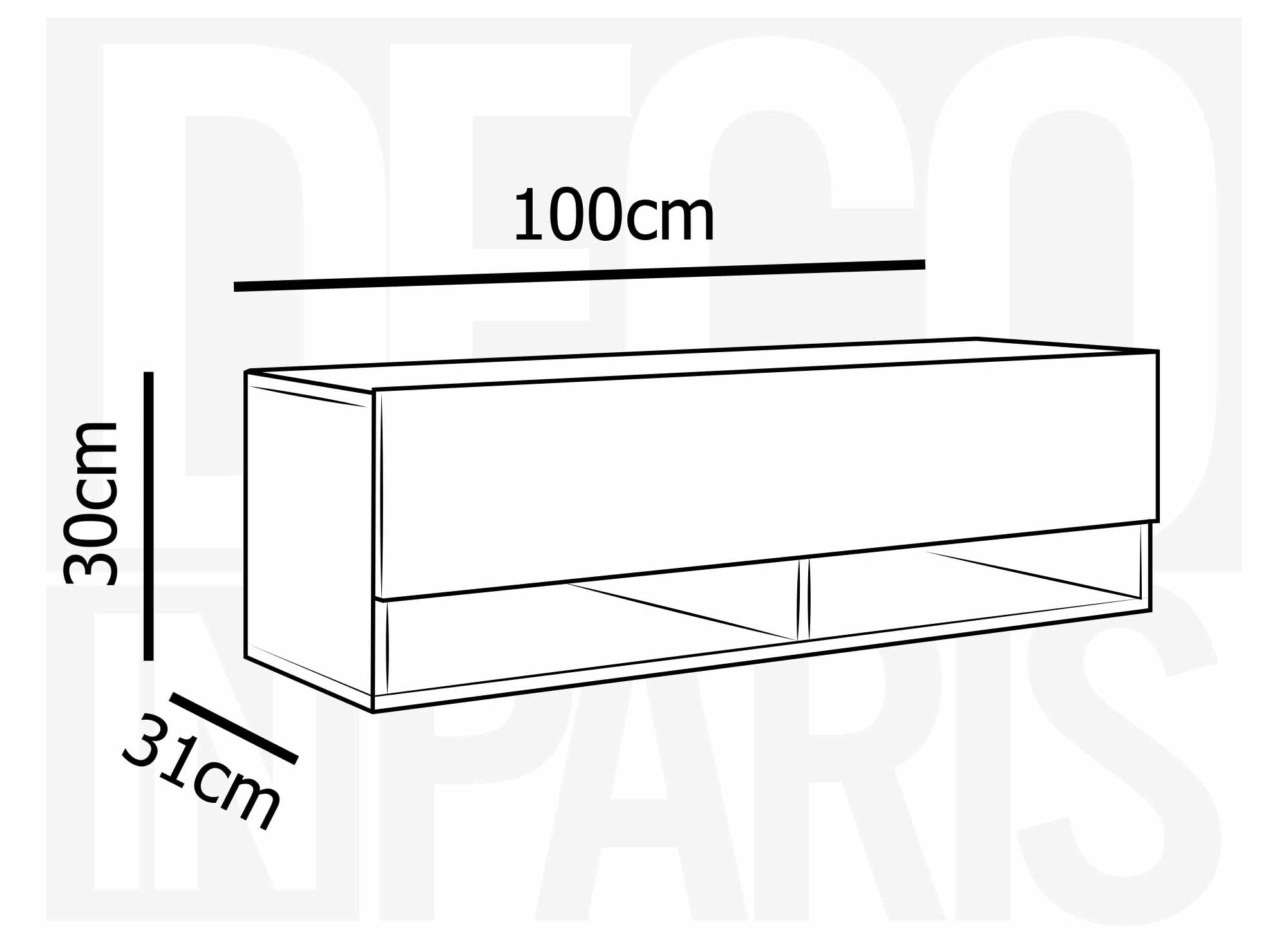 Meuble TV suspendu 1 porte 2 niches blanc ROMANE - 100 cm