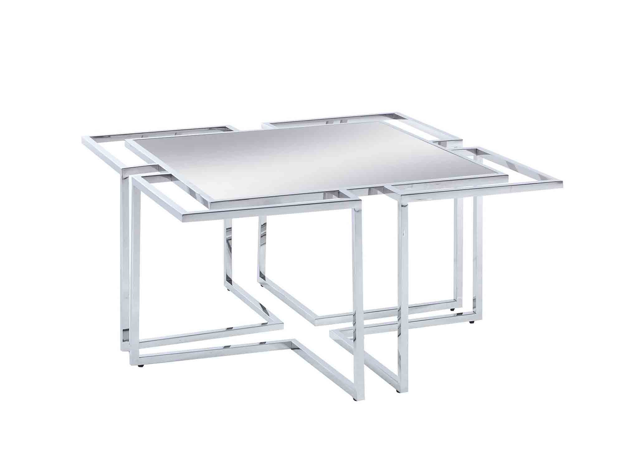 Table basse rectangulaire avec pieds géométriques argenté MORELIA