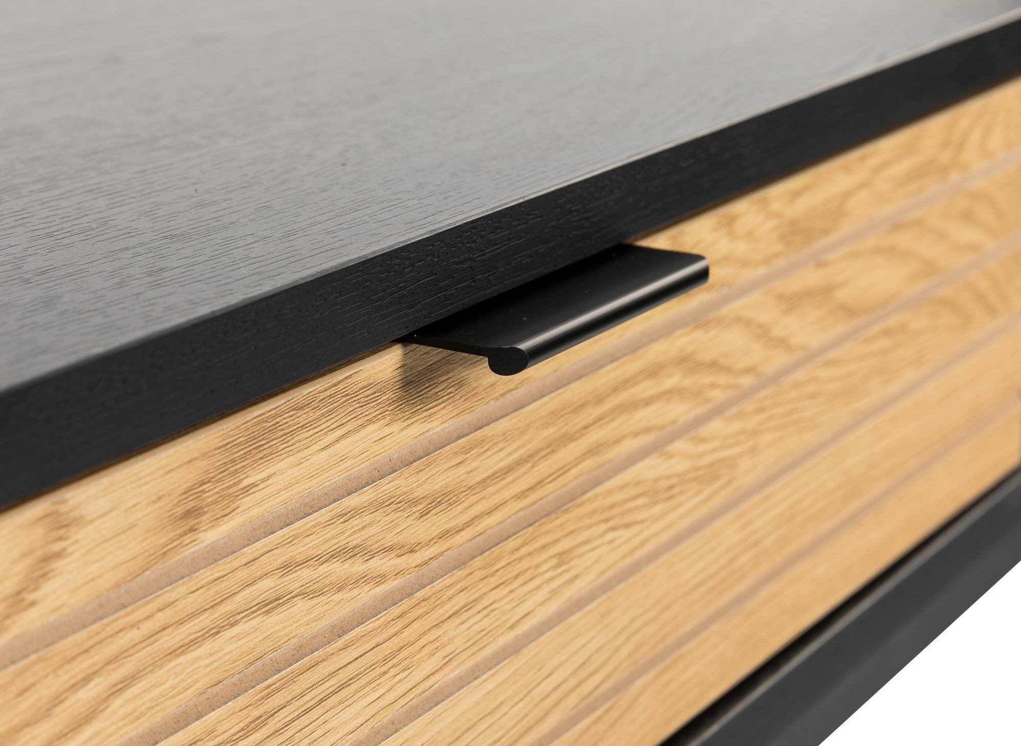 Bureau 2 tiroirs en bois clair et métal noir TISSIA