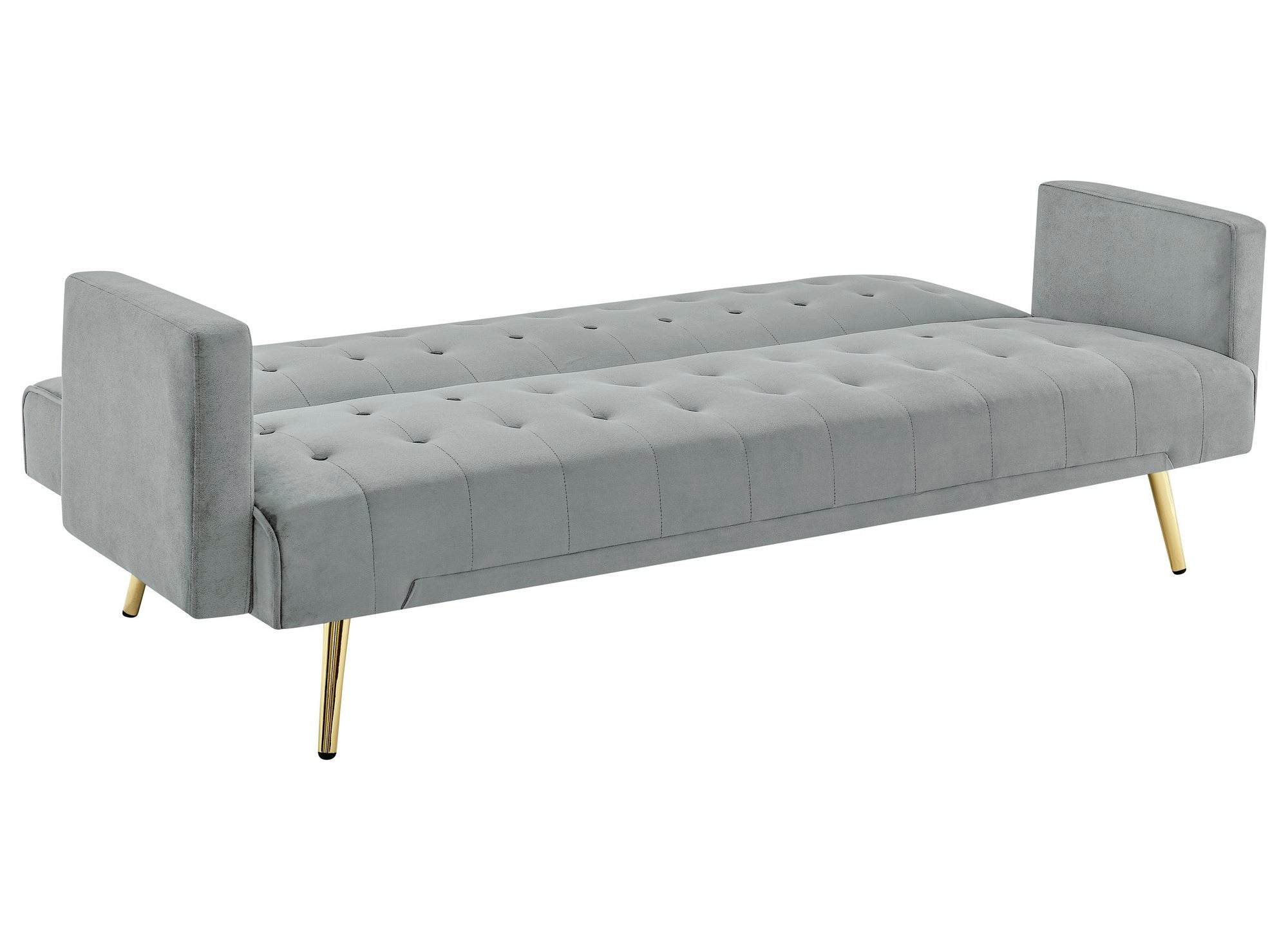 Canapé clic clac en velours gris avec pieds en métal doré CHICAGO