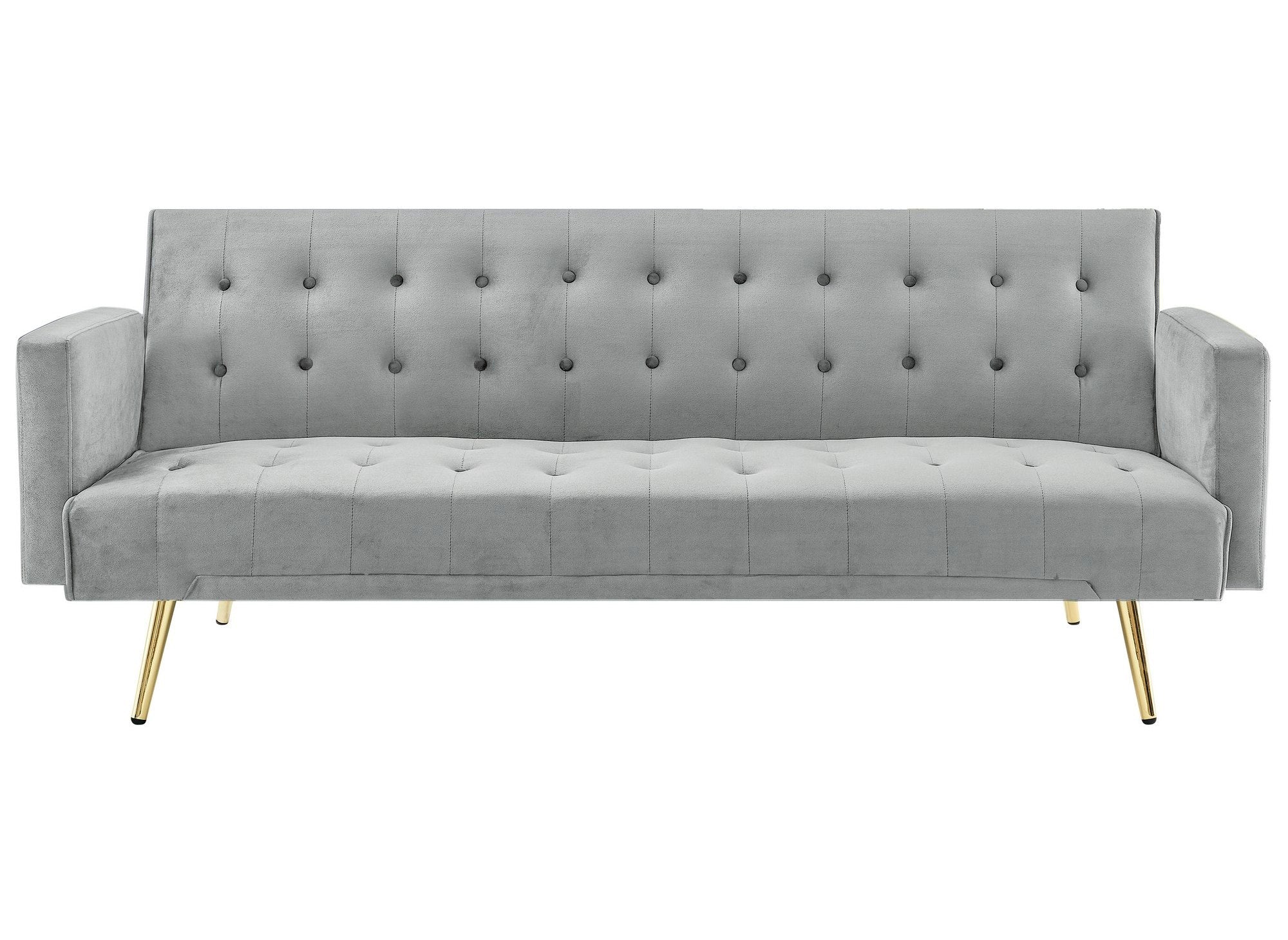 Canapé clic clac en velours gris avec pieds en métal doré CHICAGO
