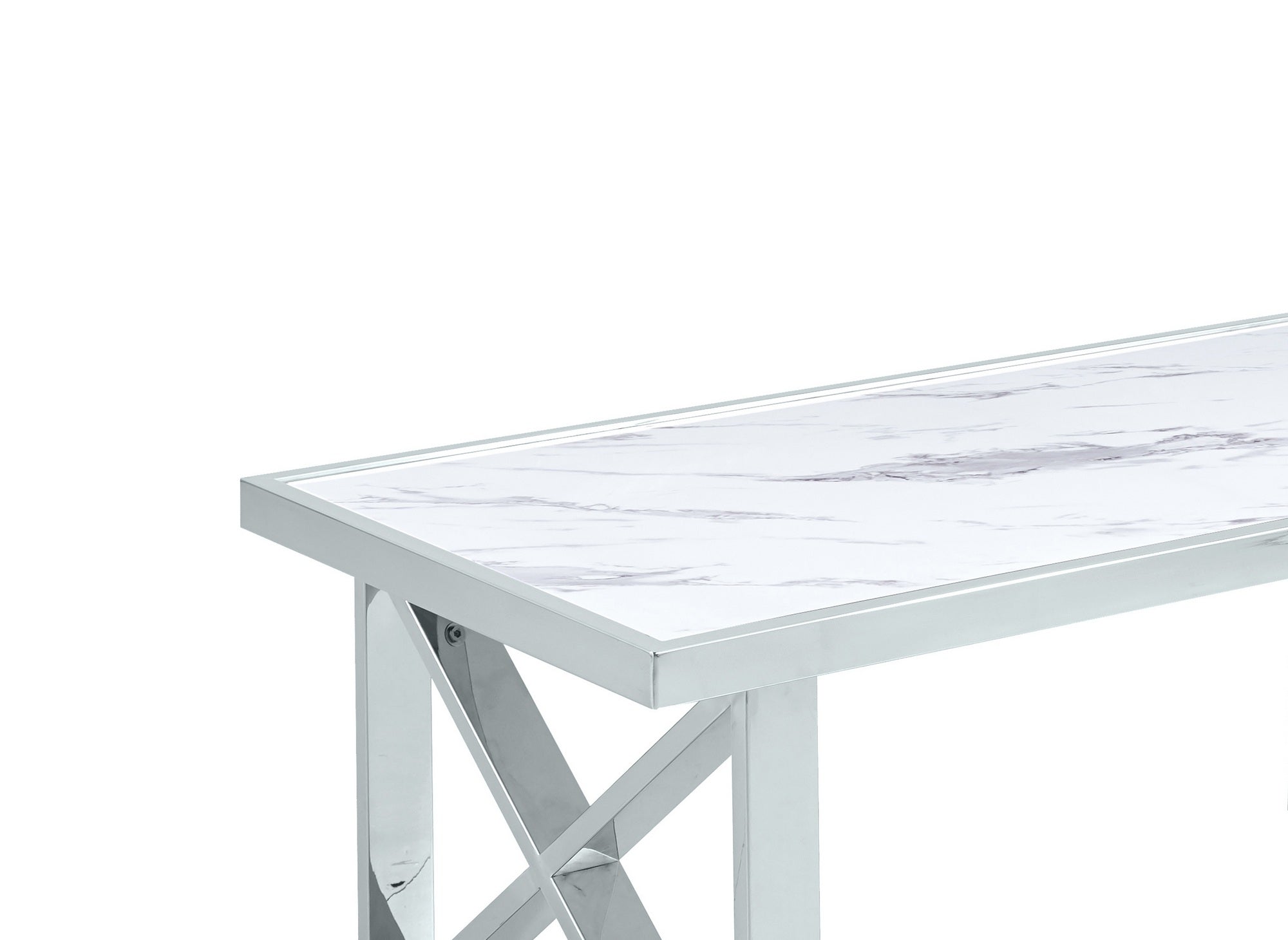 Table basse en verre effet marbre blanc ISORE