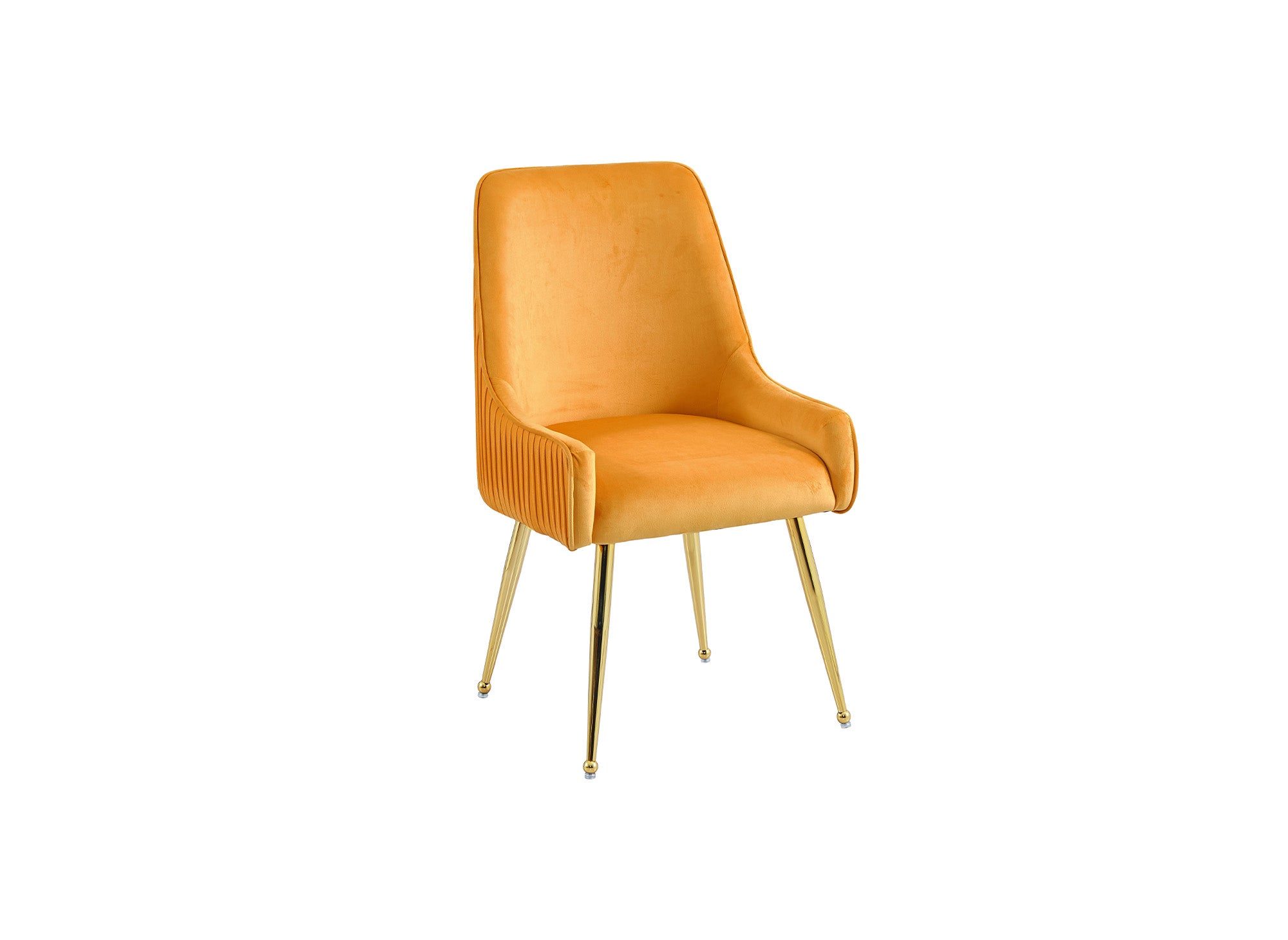 Lot de 2 chaises en velours moutarde pieds en métal doré DORY