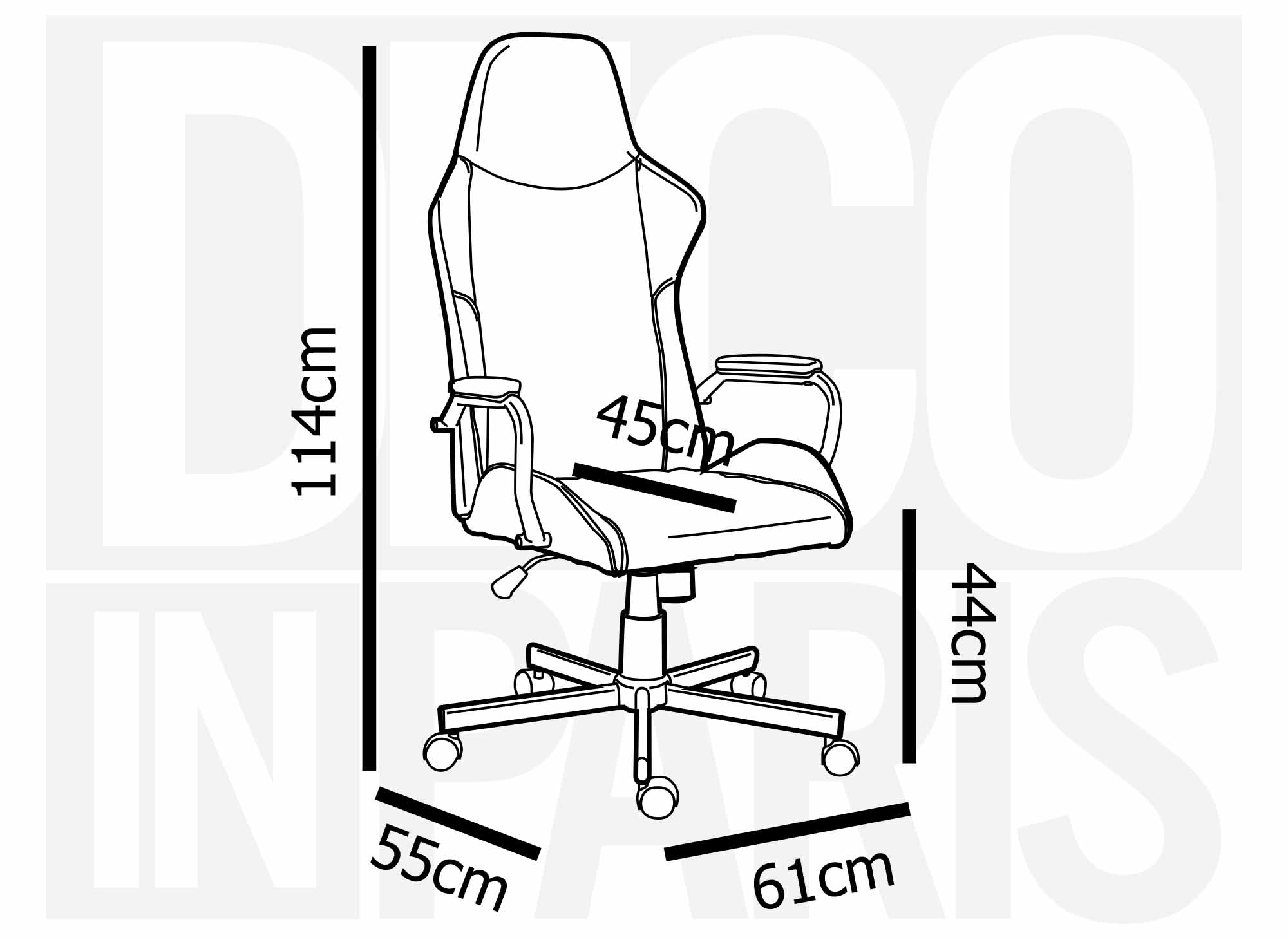 Fauteuil de bureau noir et bleu en simili cuir ATOMIC