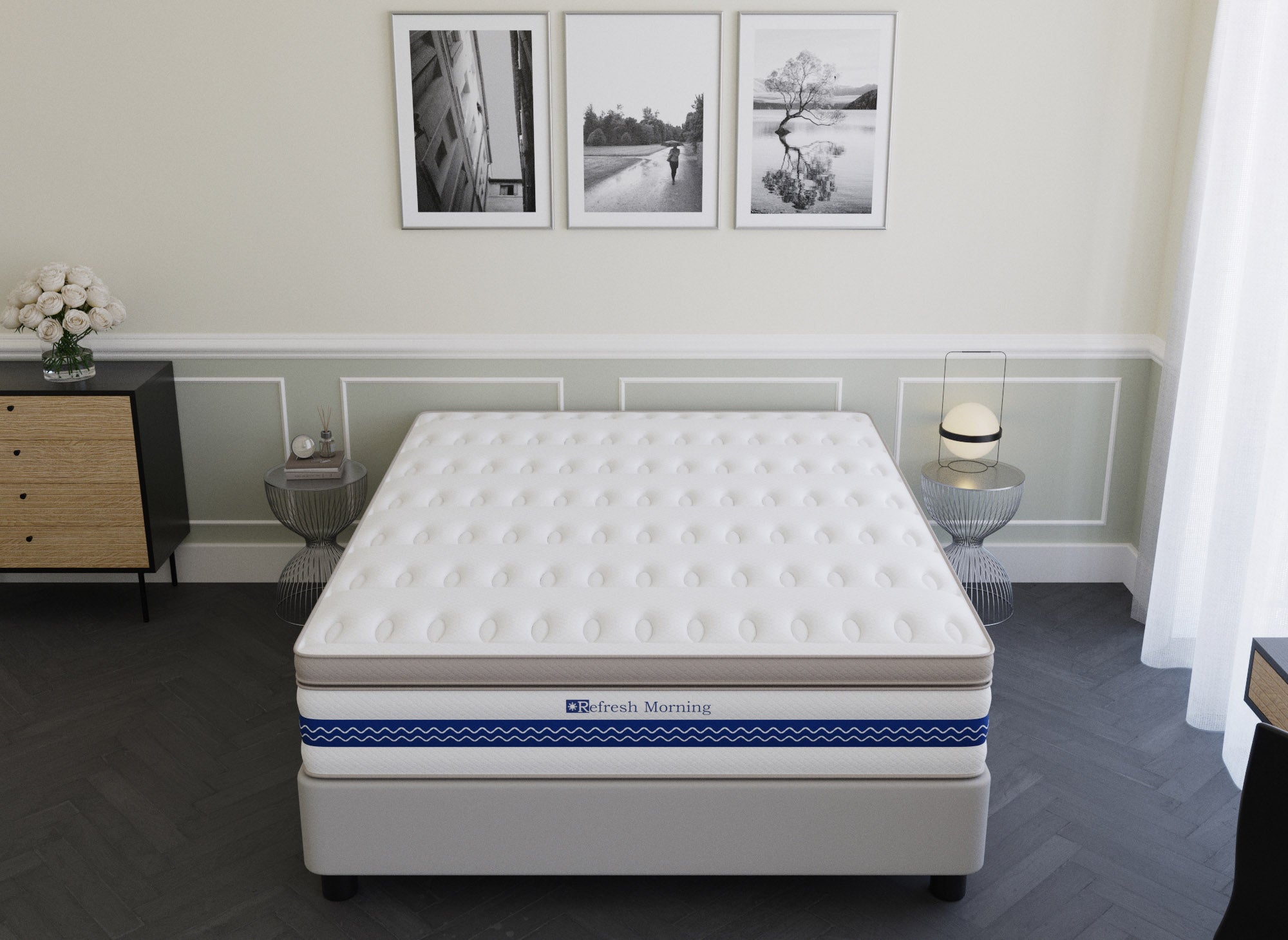 Matelas hybride REFRESH 180 x 200 cm ressorts ensachés et mémoire de forme épaisseur 32 cm