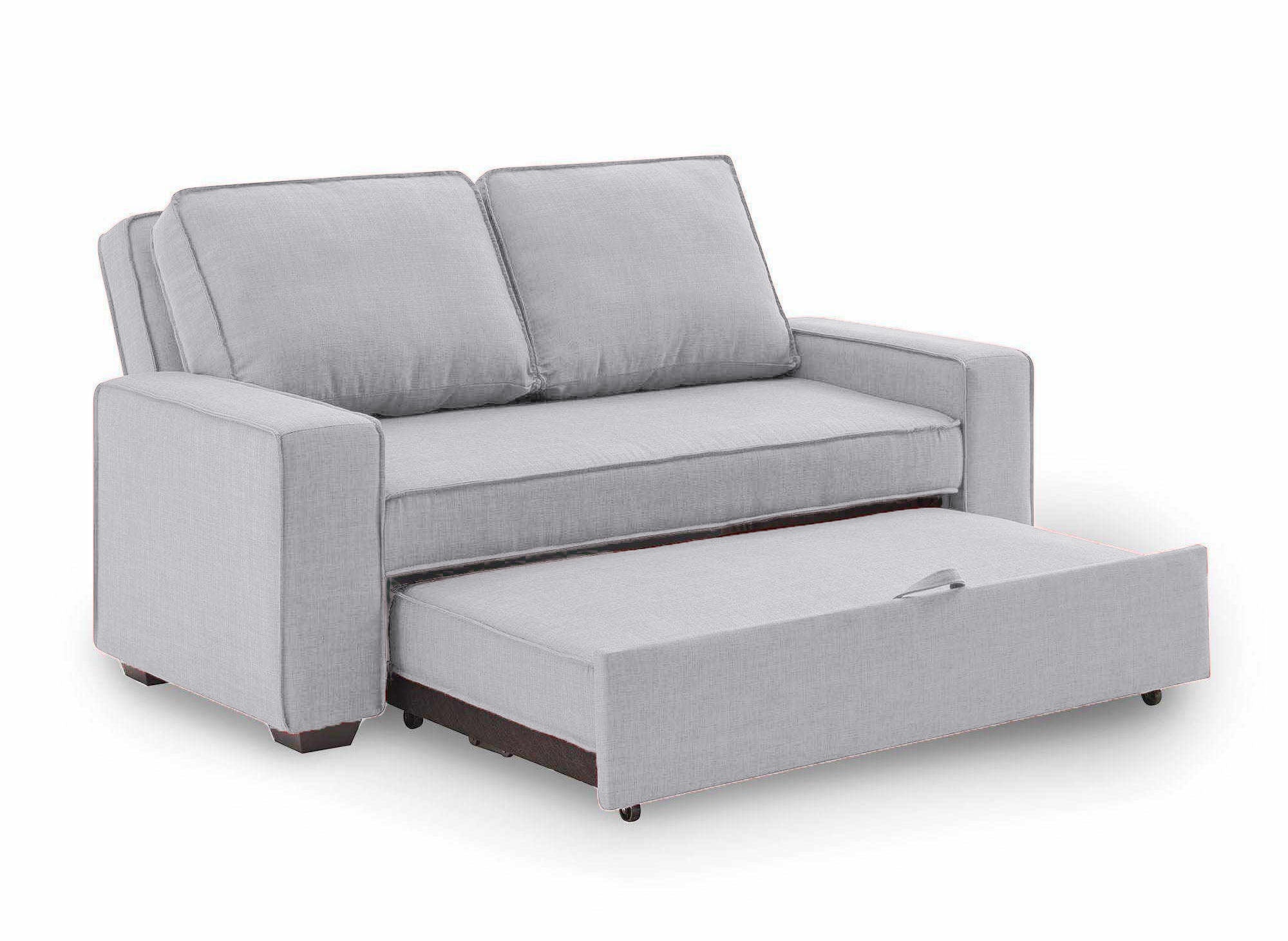 Canapé 3 places convertible en tissu gris clair JAMES