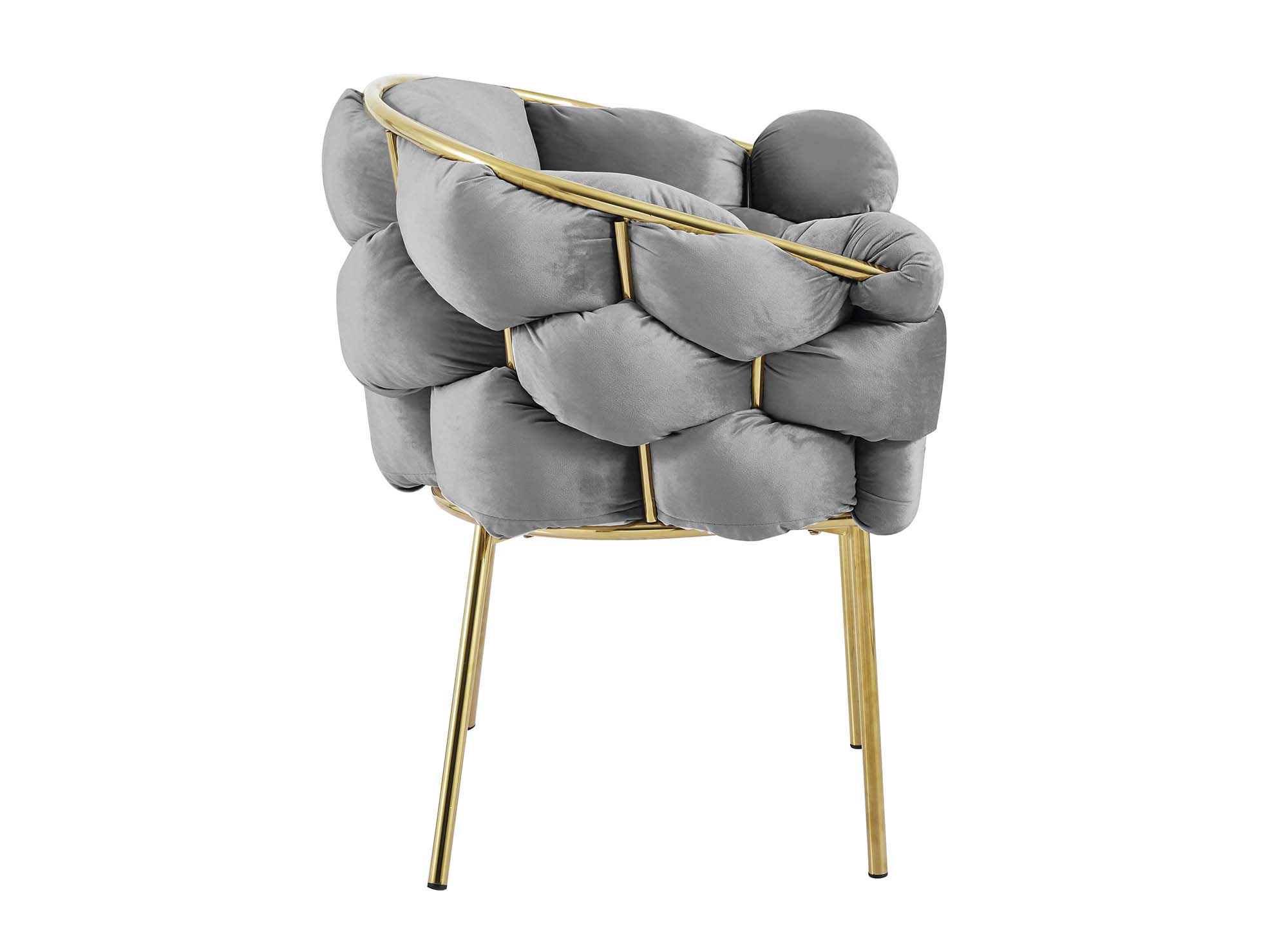 Lot de 2 chaises en velours gris pieds en métal doré CHARLOTTE