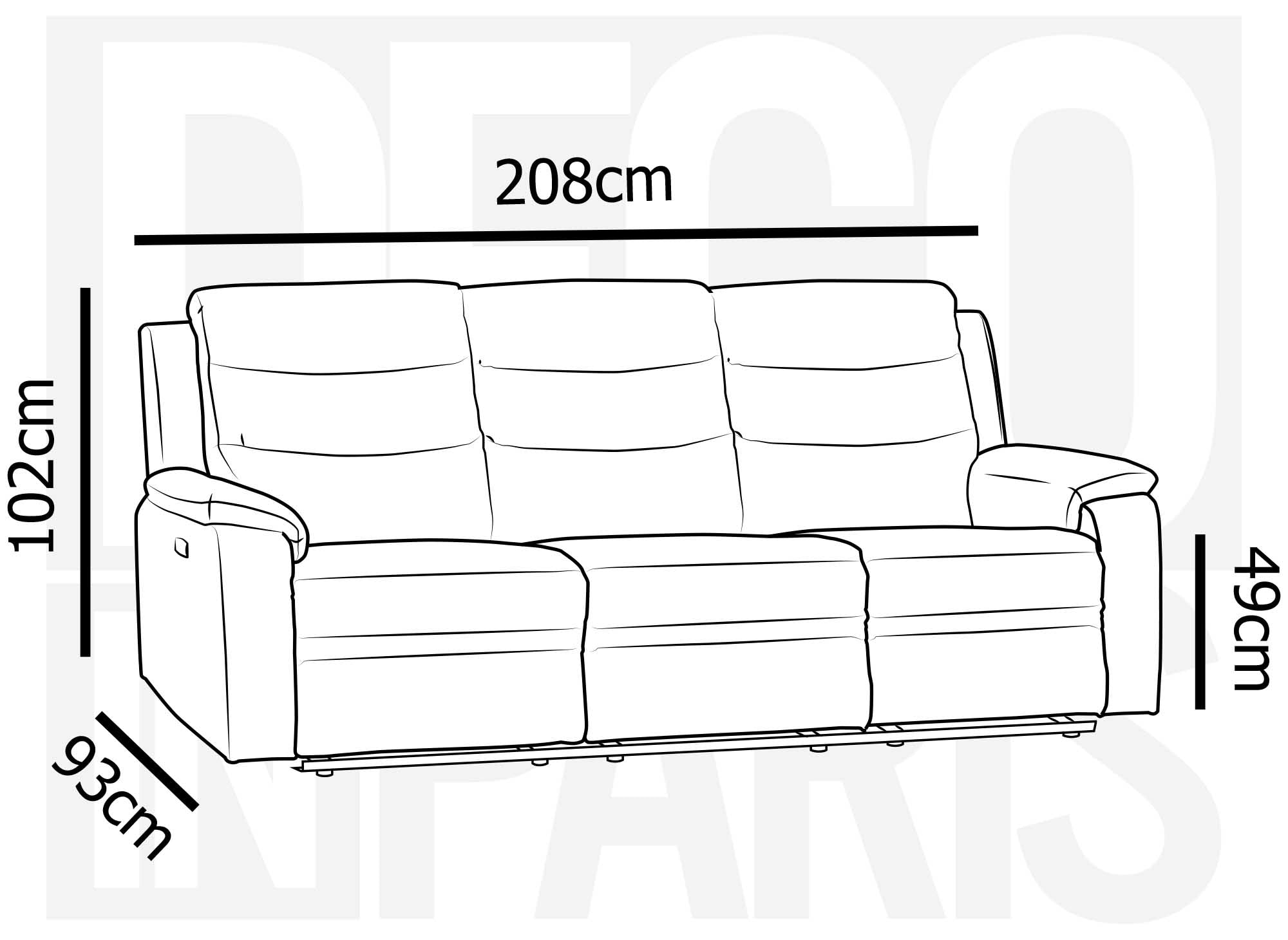 Canapé relax électrique 3 places en tissu gris foncé RICHARD