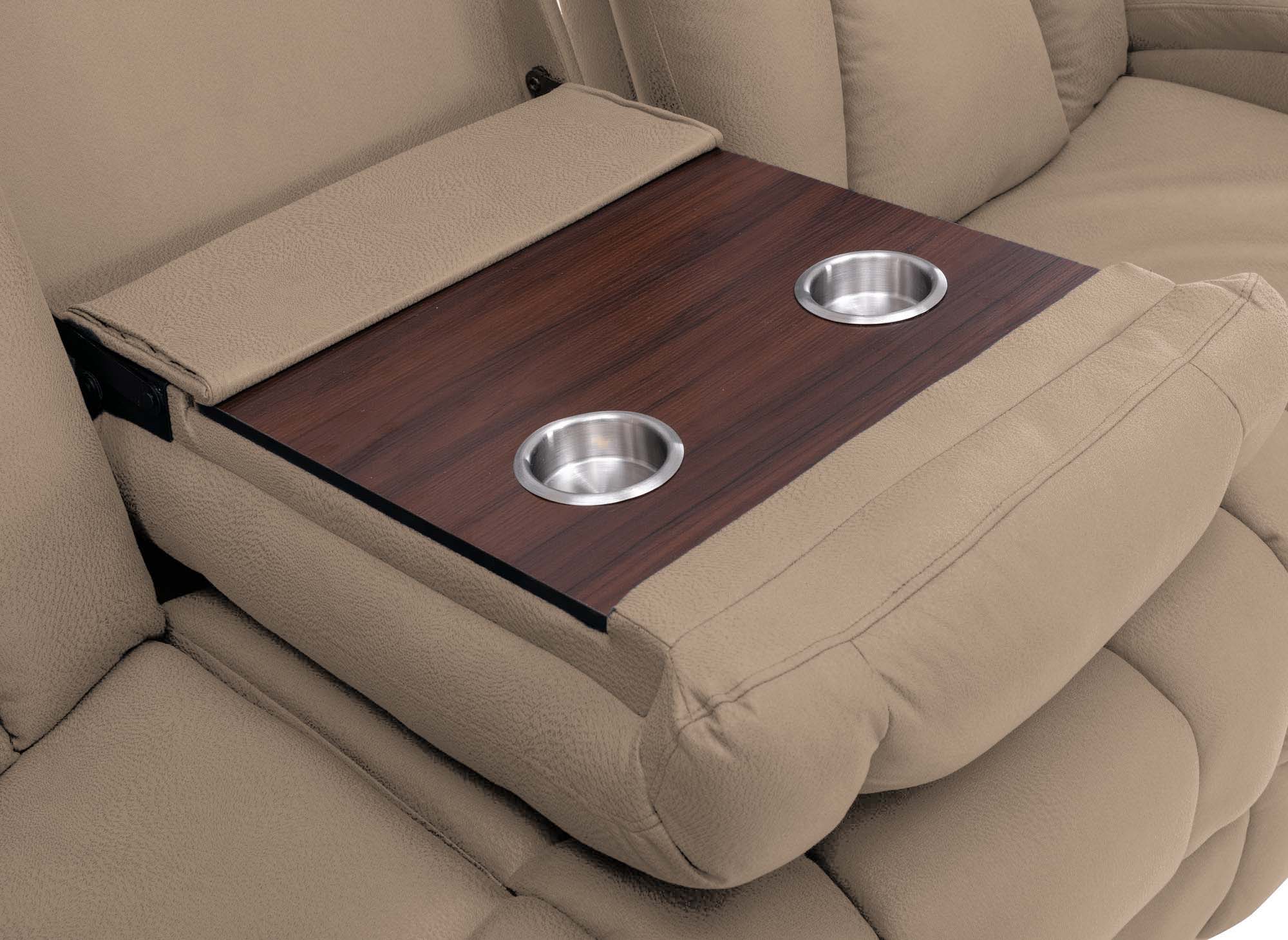 Canapé 3 places relax électrique en tissu microfibre beige EL CLARENCE