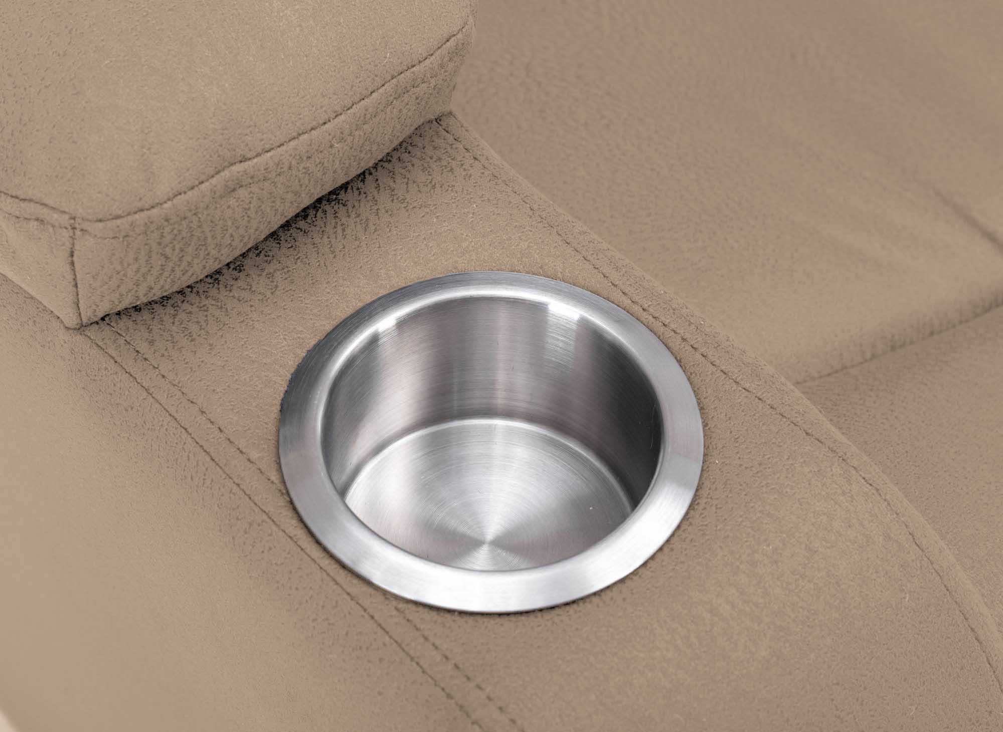 Canapé 3 places relax électrique en tissu microfibre beige EL CLARENCE