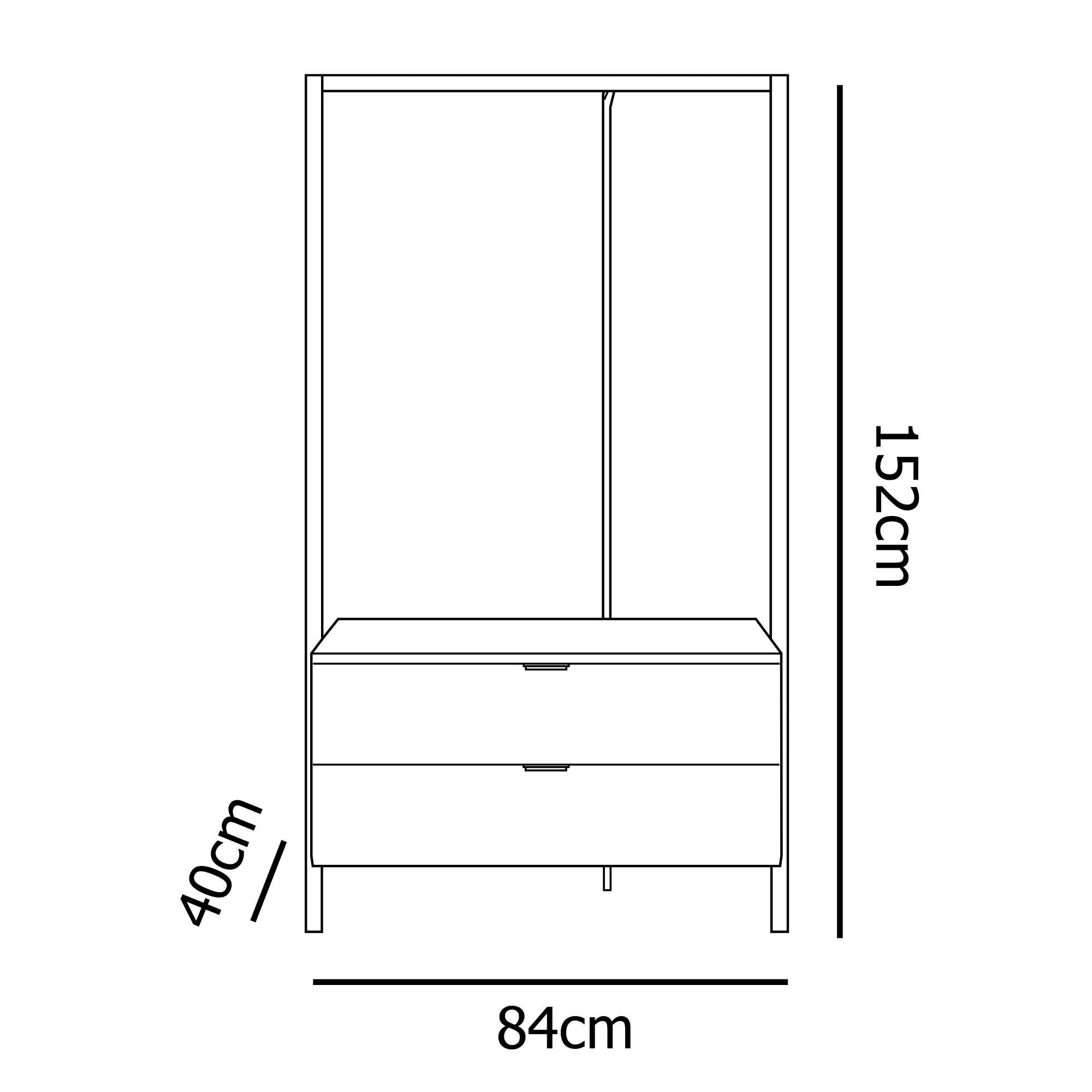 Meuble d'entrée portant et 2 tiroirs en bois et métal GLENN