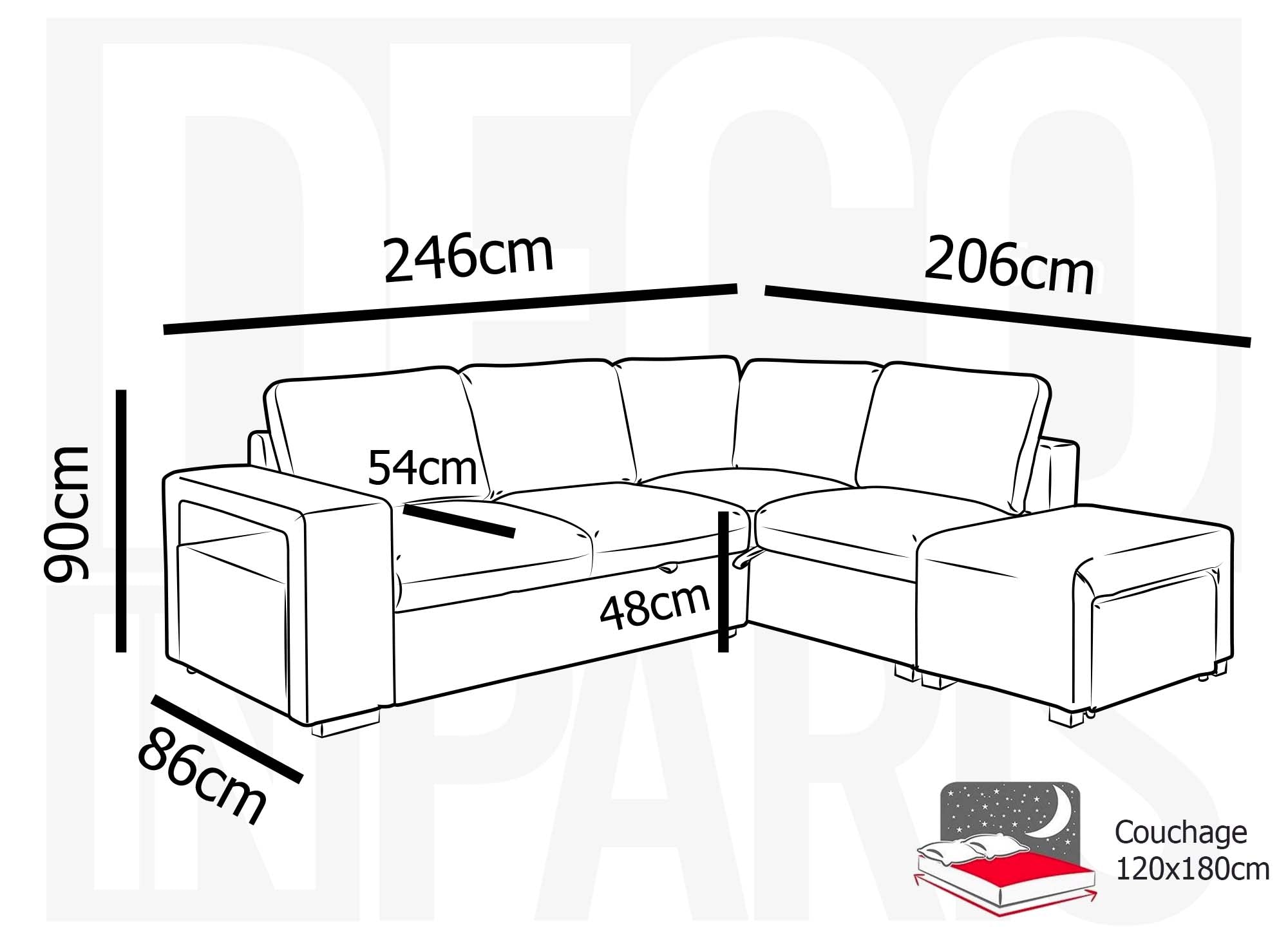 Canapé d'angle convertible en tissu beige ALBAN - Angle droit