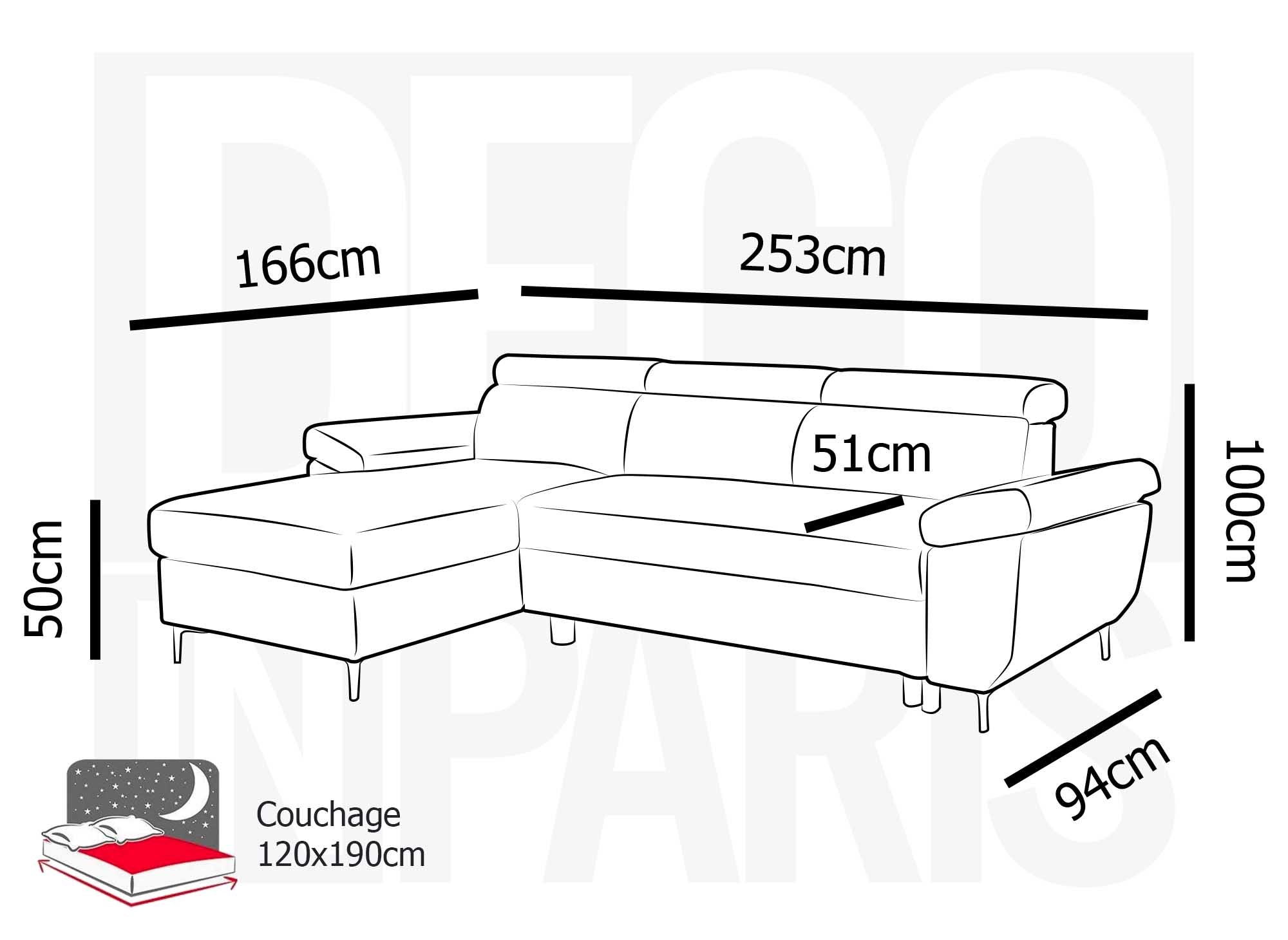 Canapé d'angle convertible en tissu gris foncé MONICA - Angle gauche